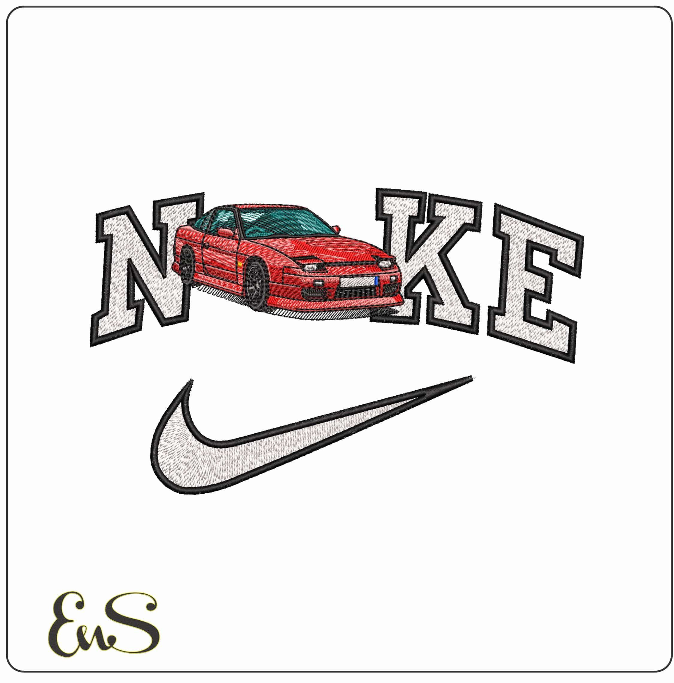 Nike Nissan 180SX- Elegant embroidery design file - instant download