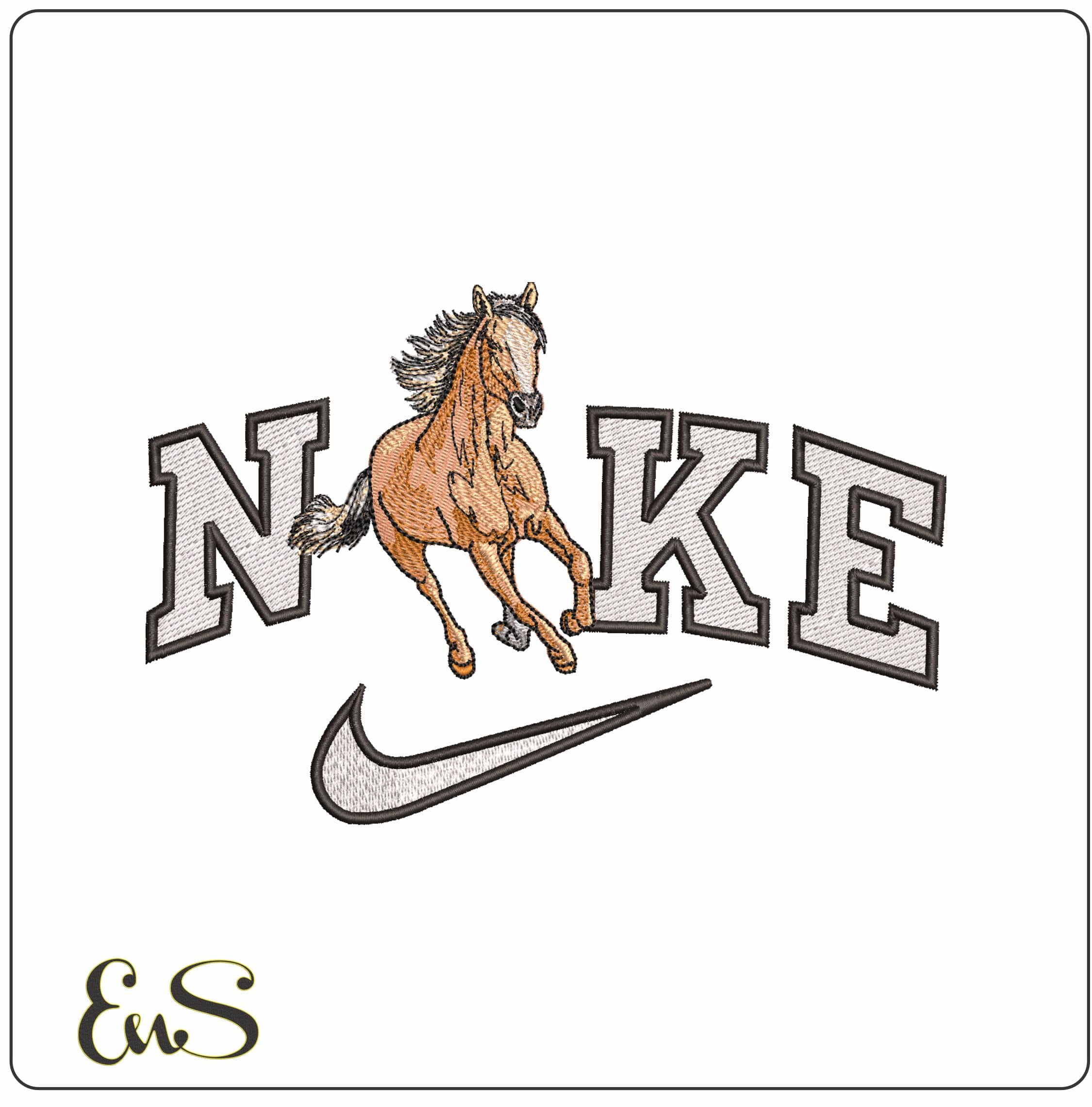 Nike Palomino Texas Horse- Elegant embroidery design file - instant download