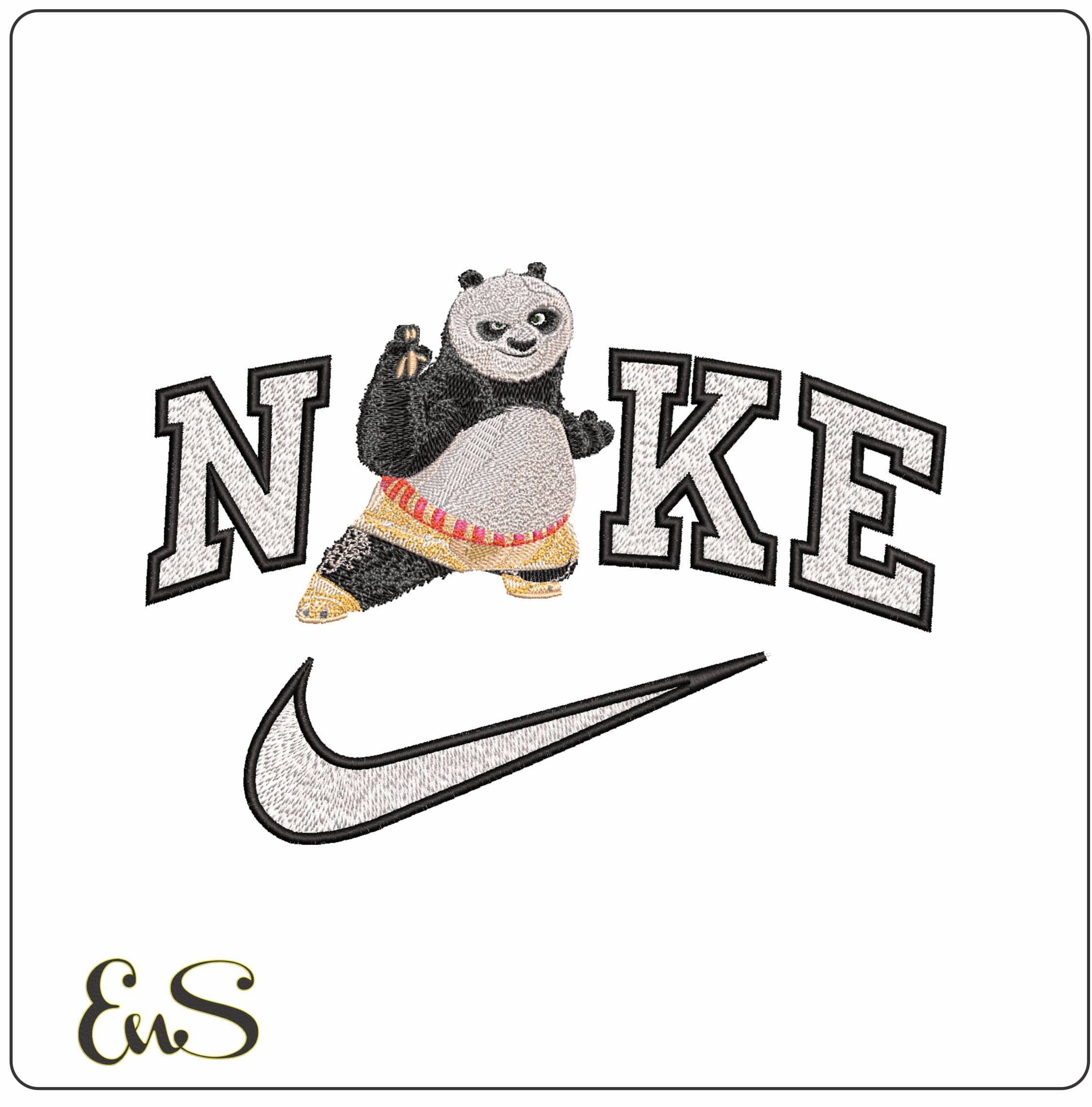 Nike Panda Kung Fu Panda- Elegant embroidery design file - instant download