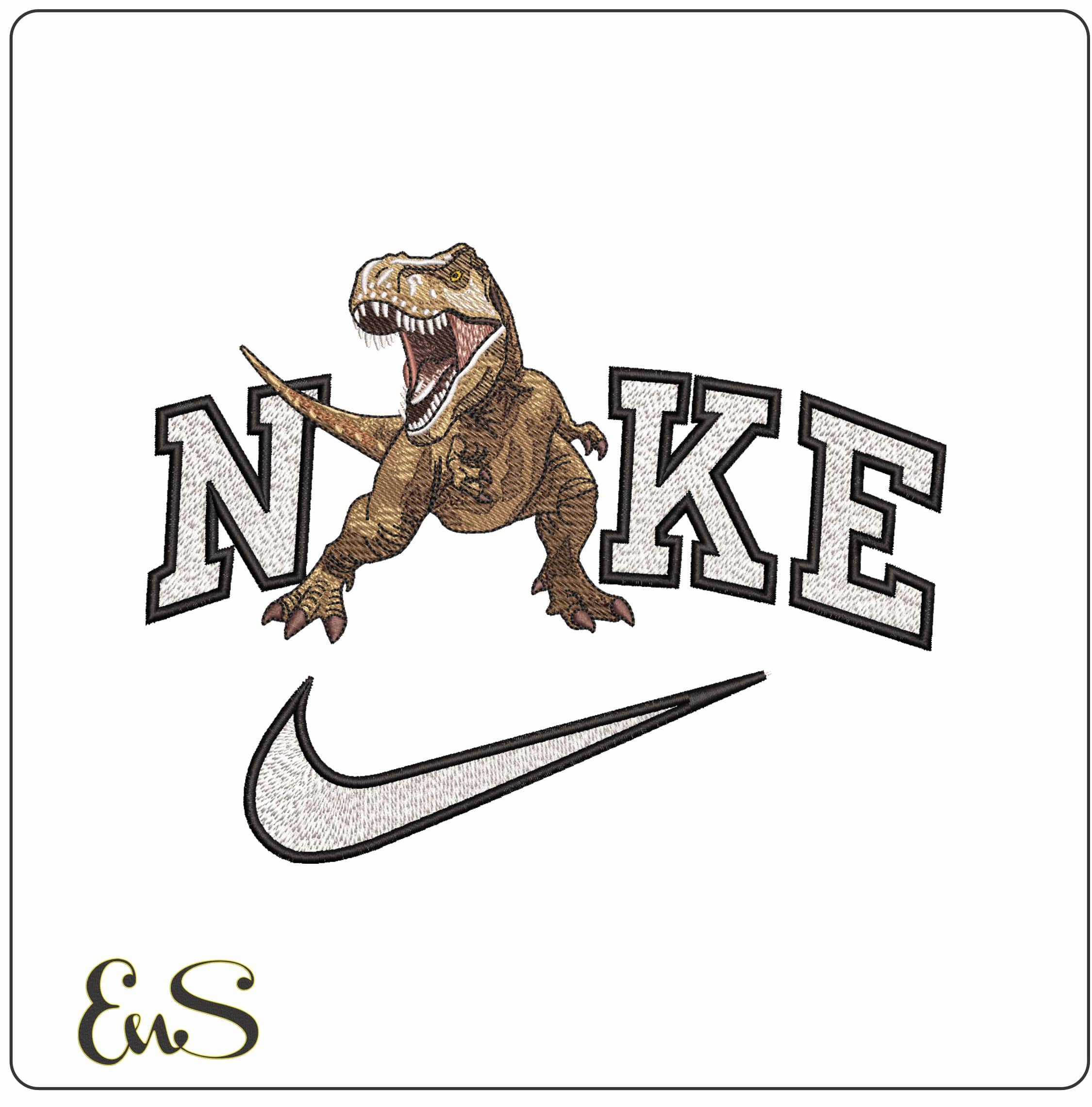 Nike Roaring T Rex- Elegant embroidery design file - instant download