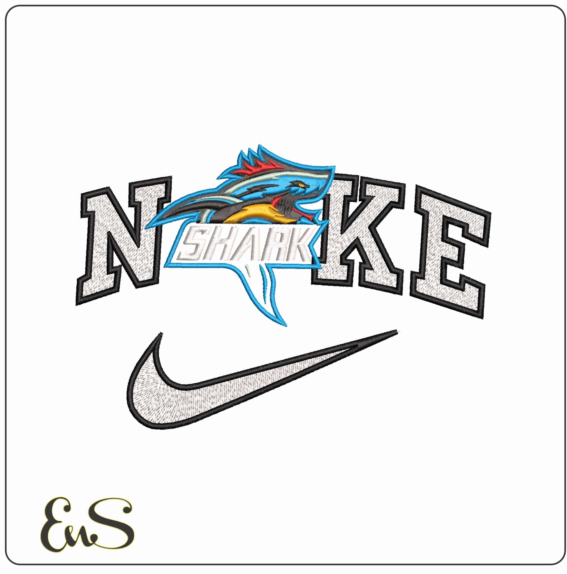 Nike Shark Logo- Elegant embroidery design file - instant download