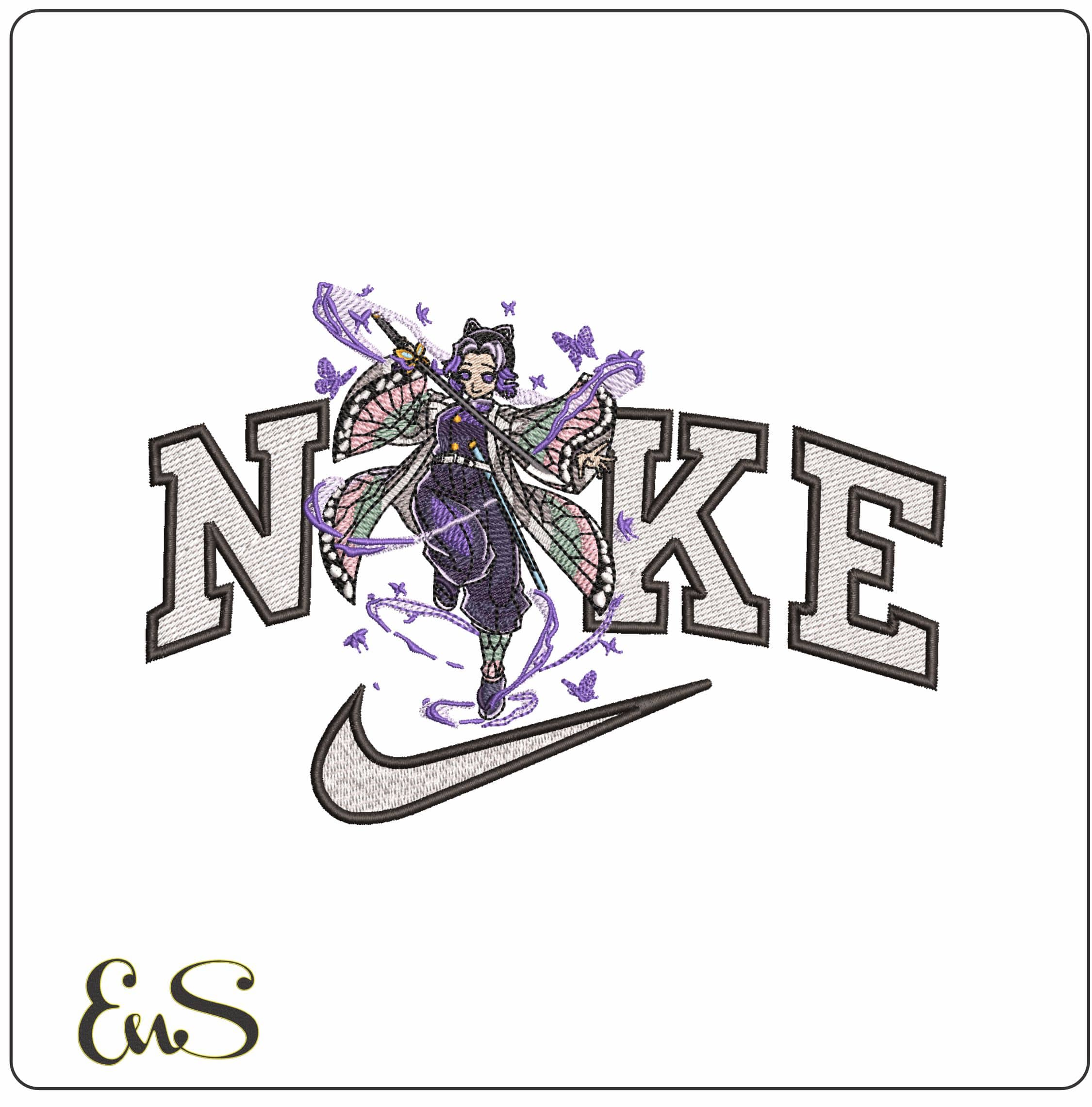 Nike Shinobu Kocho Demon Slayer Kimetsu no Yaiba Anime- Elegant embroidery design file - instant download