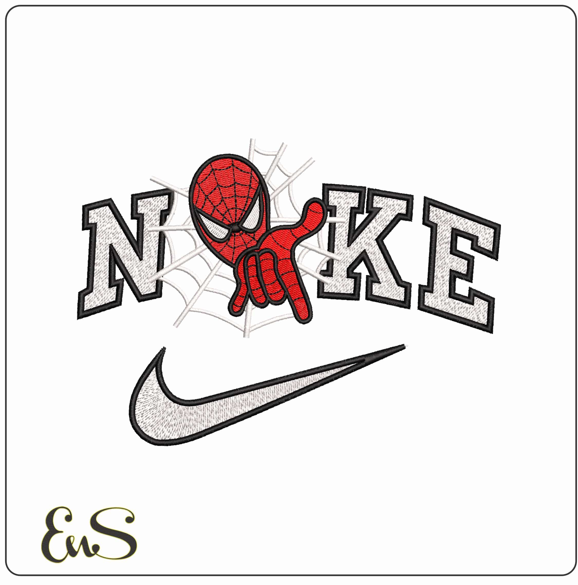 Nike Spiderman Shooting with Web- Elegant embroidery design file - instant download