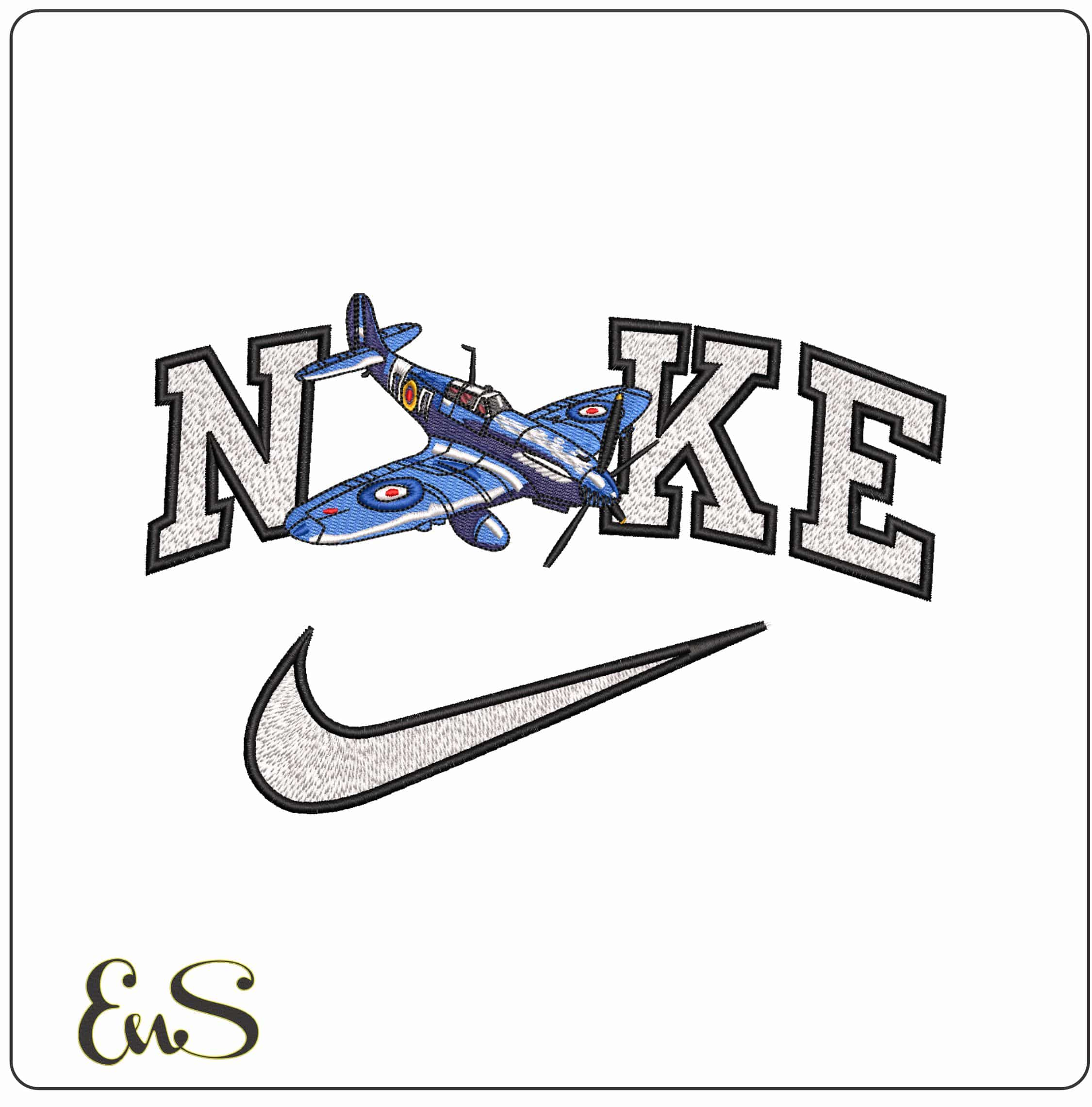 Nike Supermarine Spitfire- Elegant embroidery design file - instant download