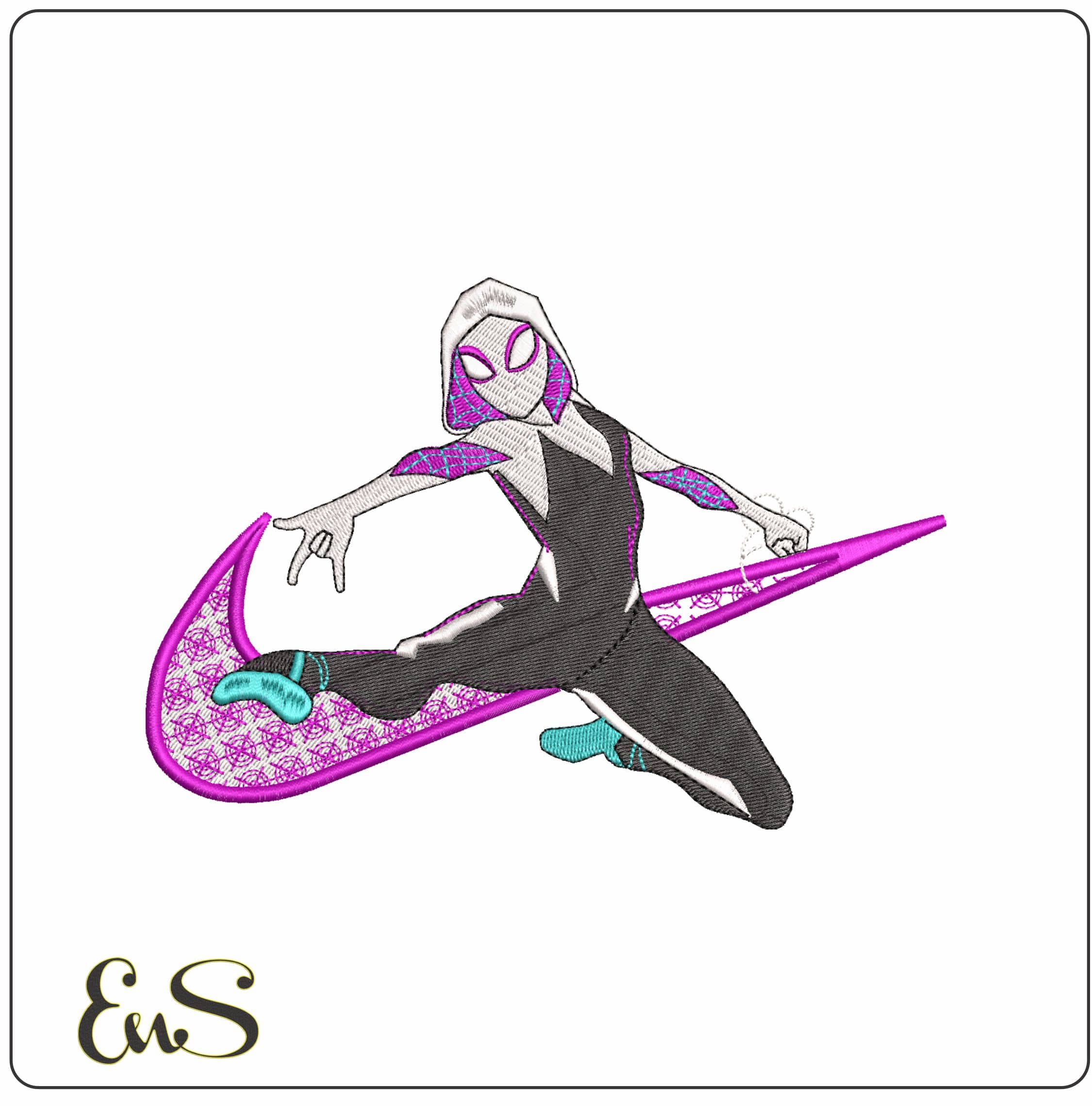Nike Swoosh Gwen Spiderwoman- Elegant embroidery design file - instant download