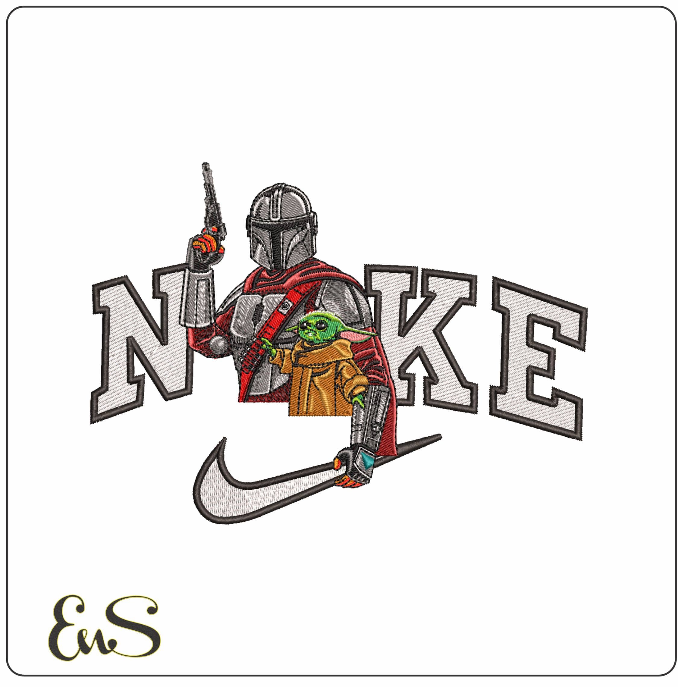Nike The Mandalorian Jedi Star Wars No Name- Elegant embroidery design file - instant download