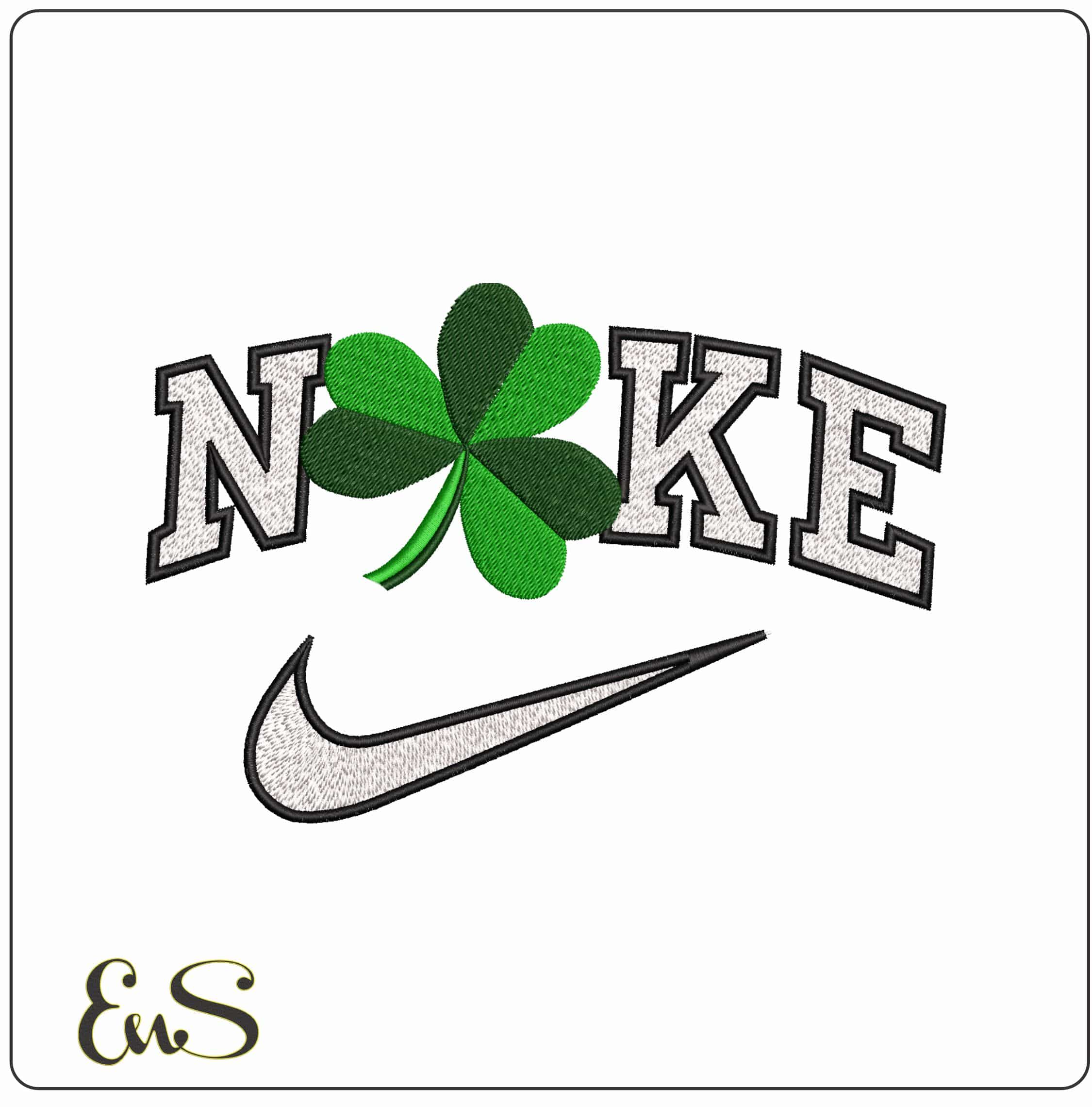 Nike Trebol Clover- Elegant embroidery design file - instant download