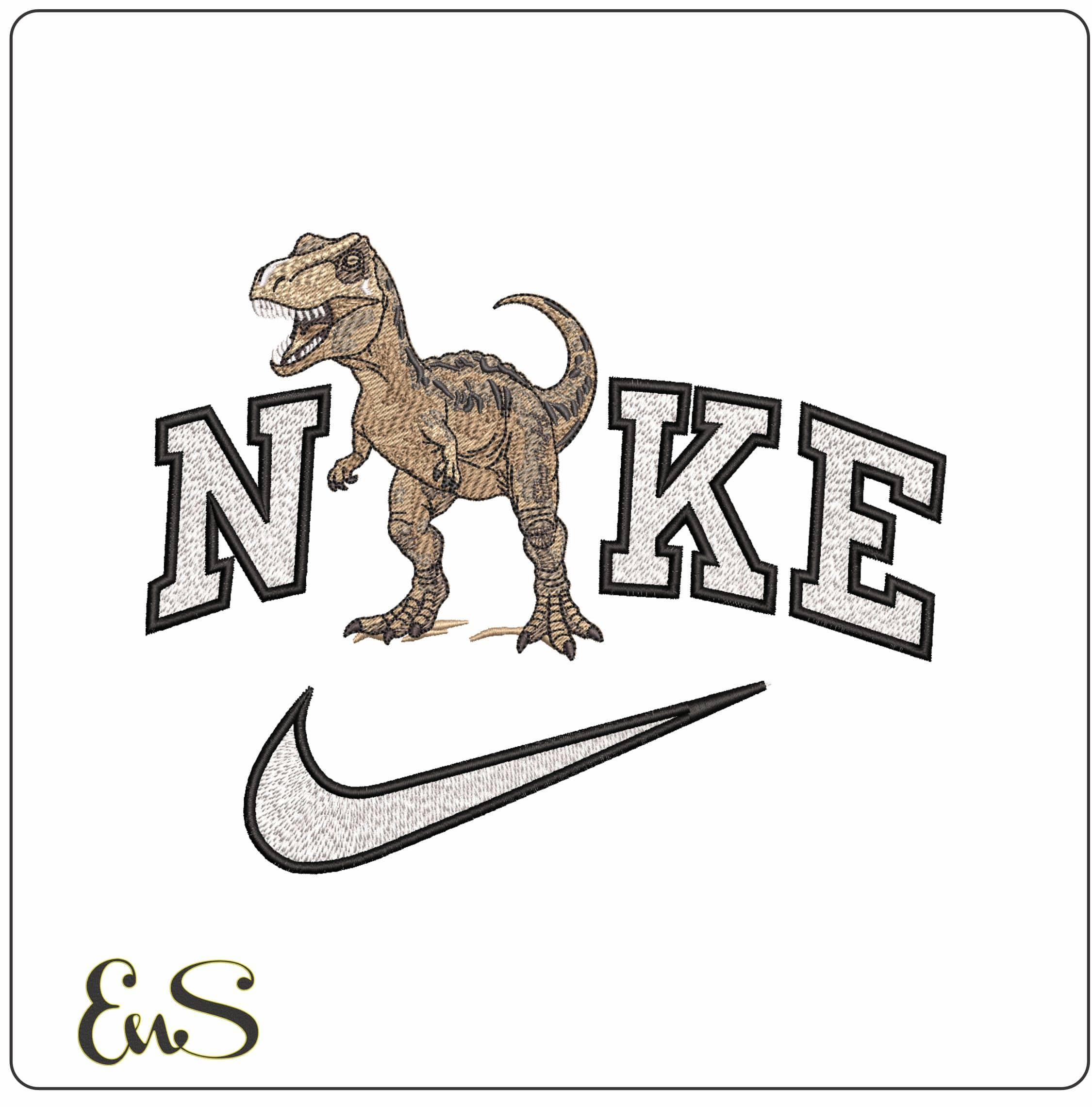 Nike Tryrannosaurus Rex Dinosaur- Elegant embroidery design file - instant download