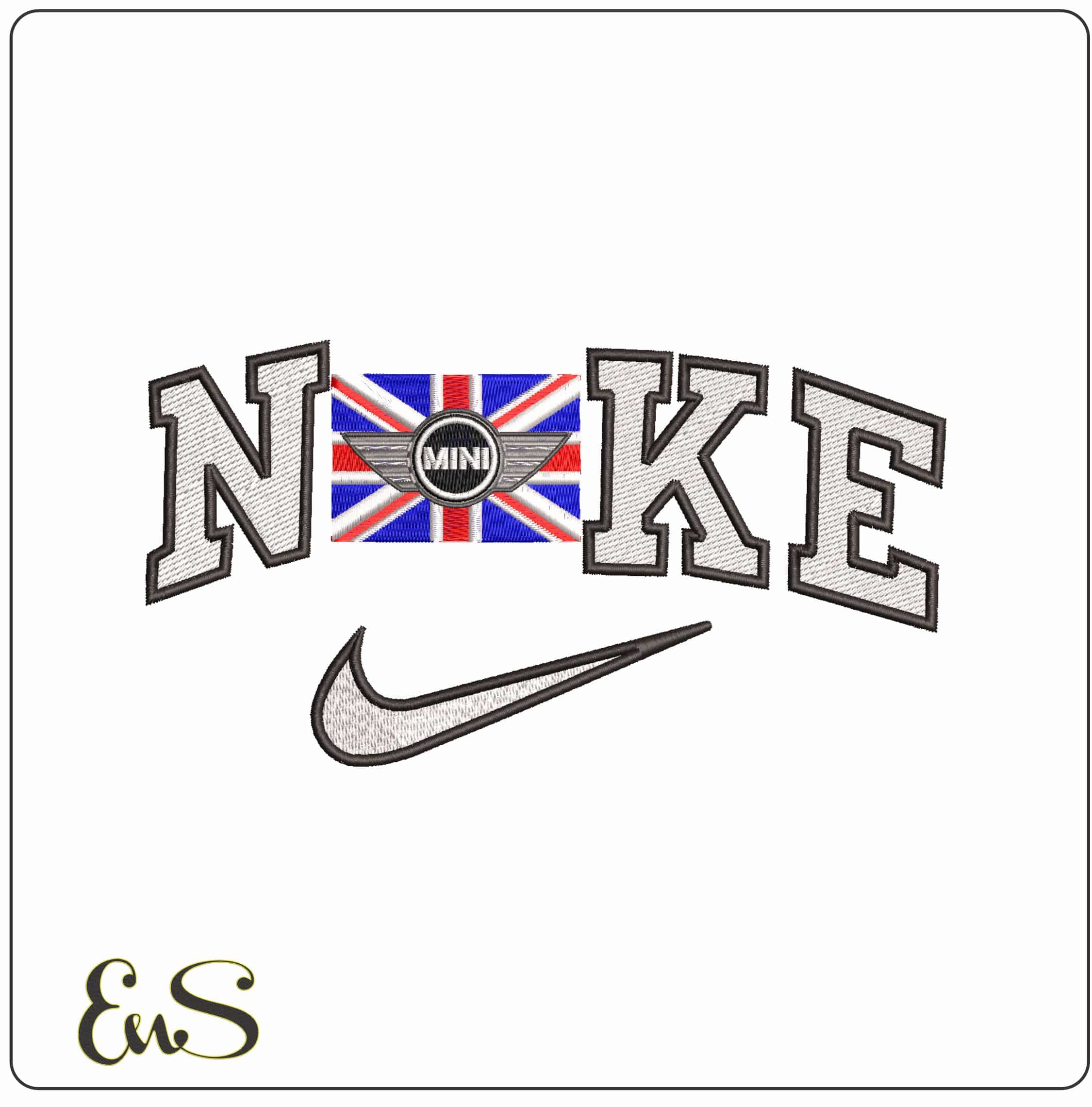 Nike Union Jack UK Flag Mini Logo- Elegant embroidery design file - instant download