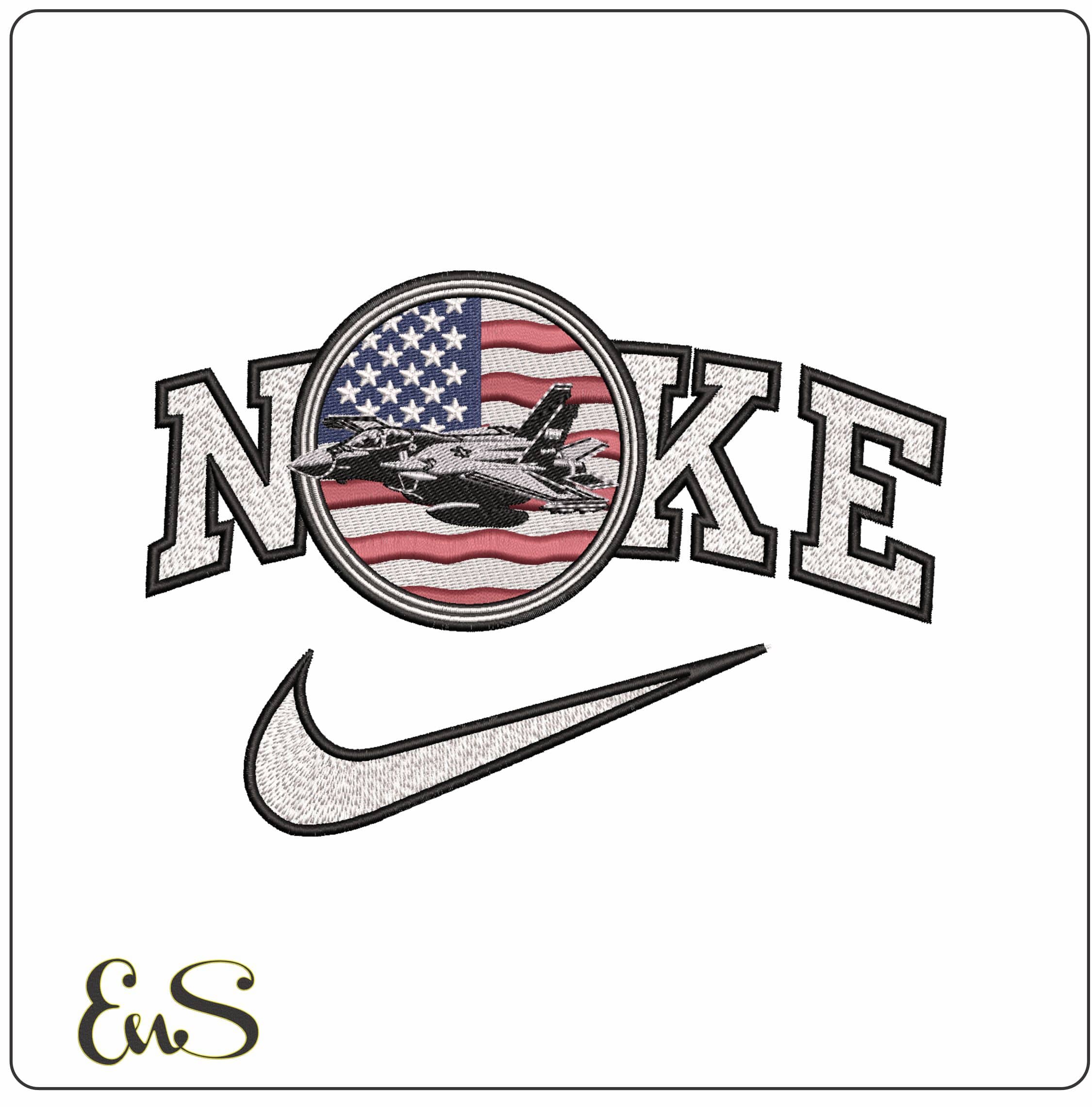 Nike USA Flag Airforce- Elegant embroidery design file - instant download