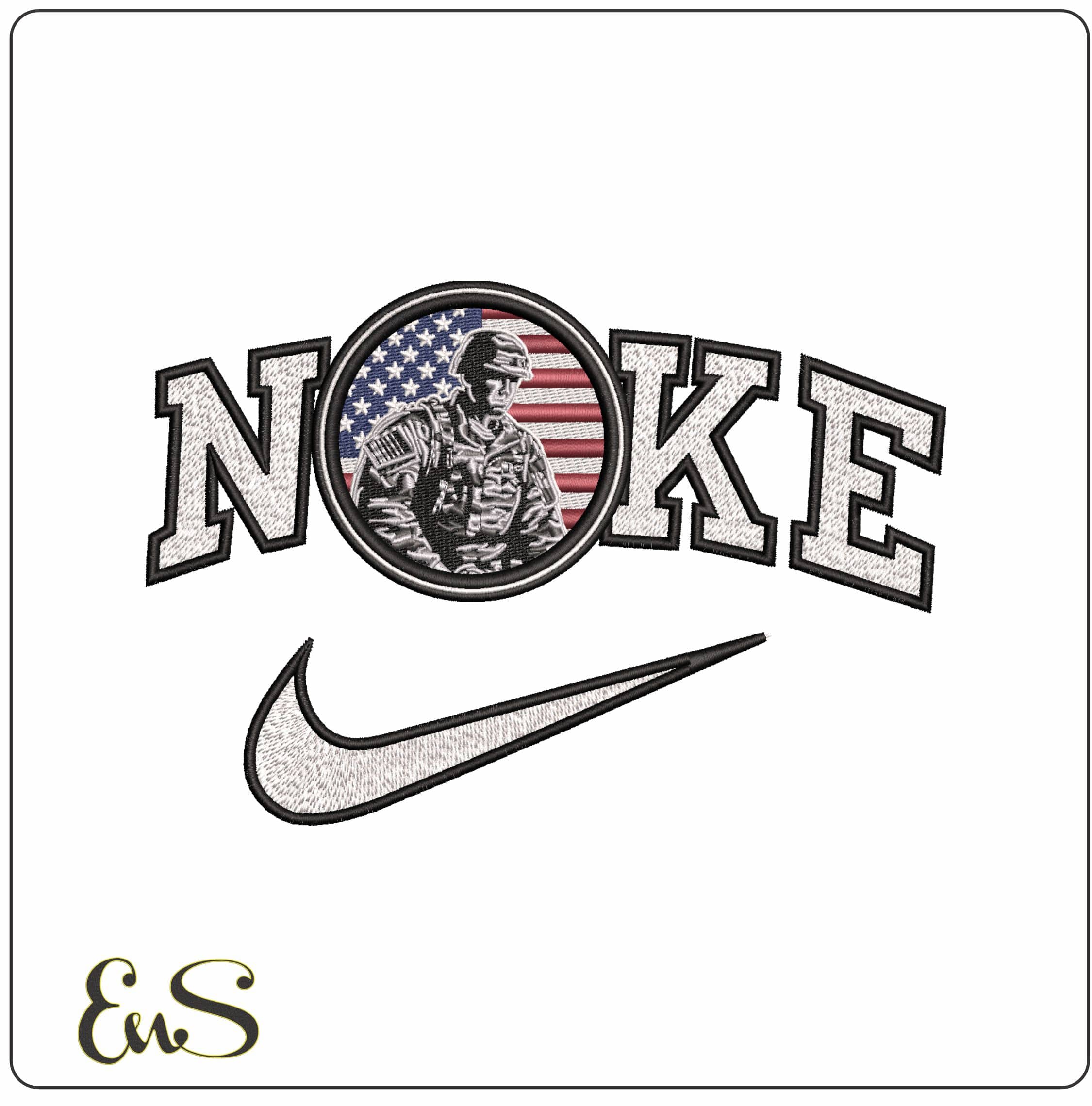 Nike USA Flag Army- Elegant embroidery design file - instant download