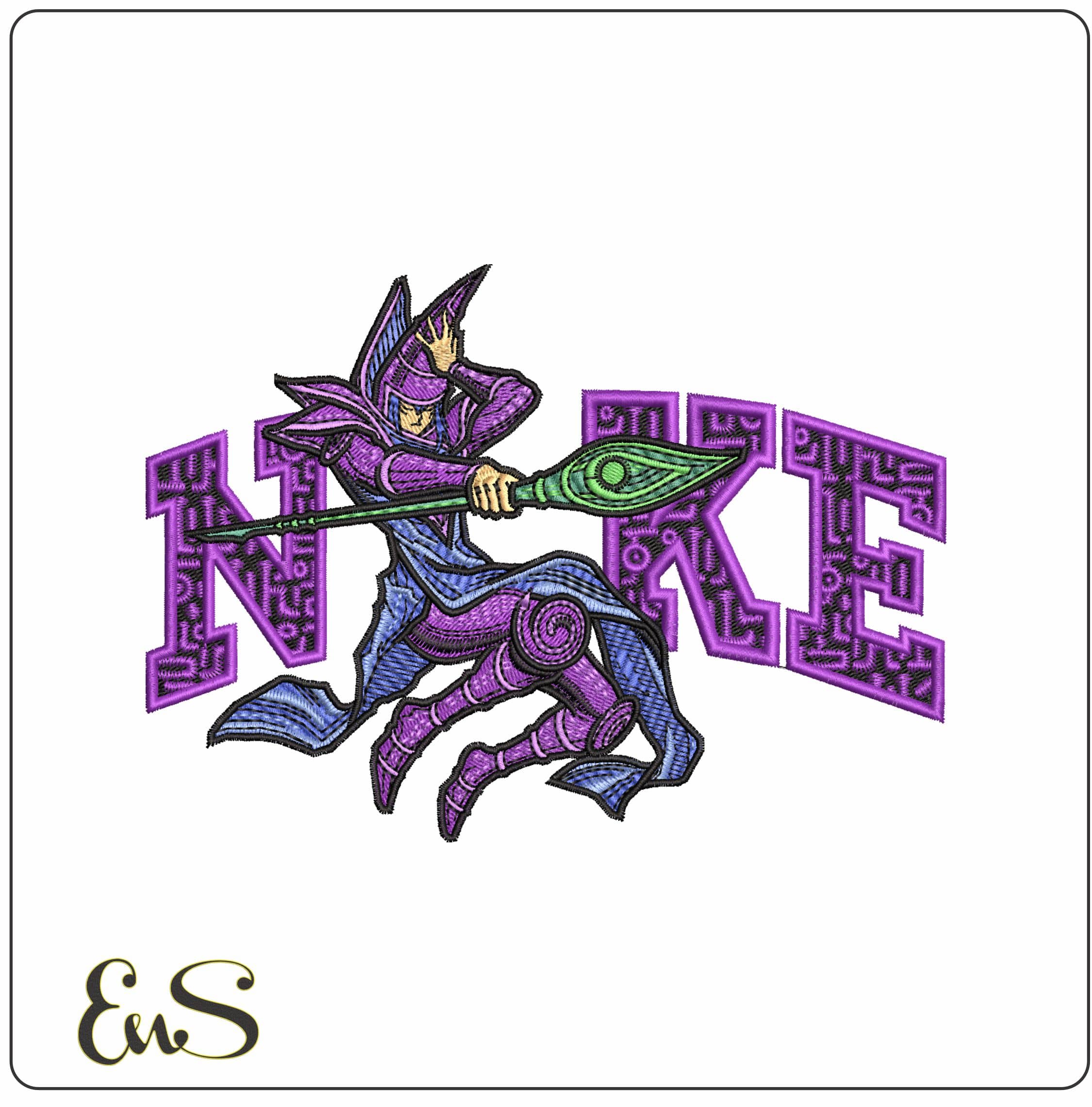 Nike Yu Gi Oh Dark Magician Anime- Elegant embroidery design file - instant download