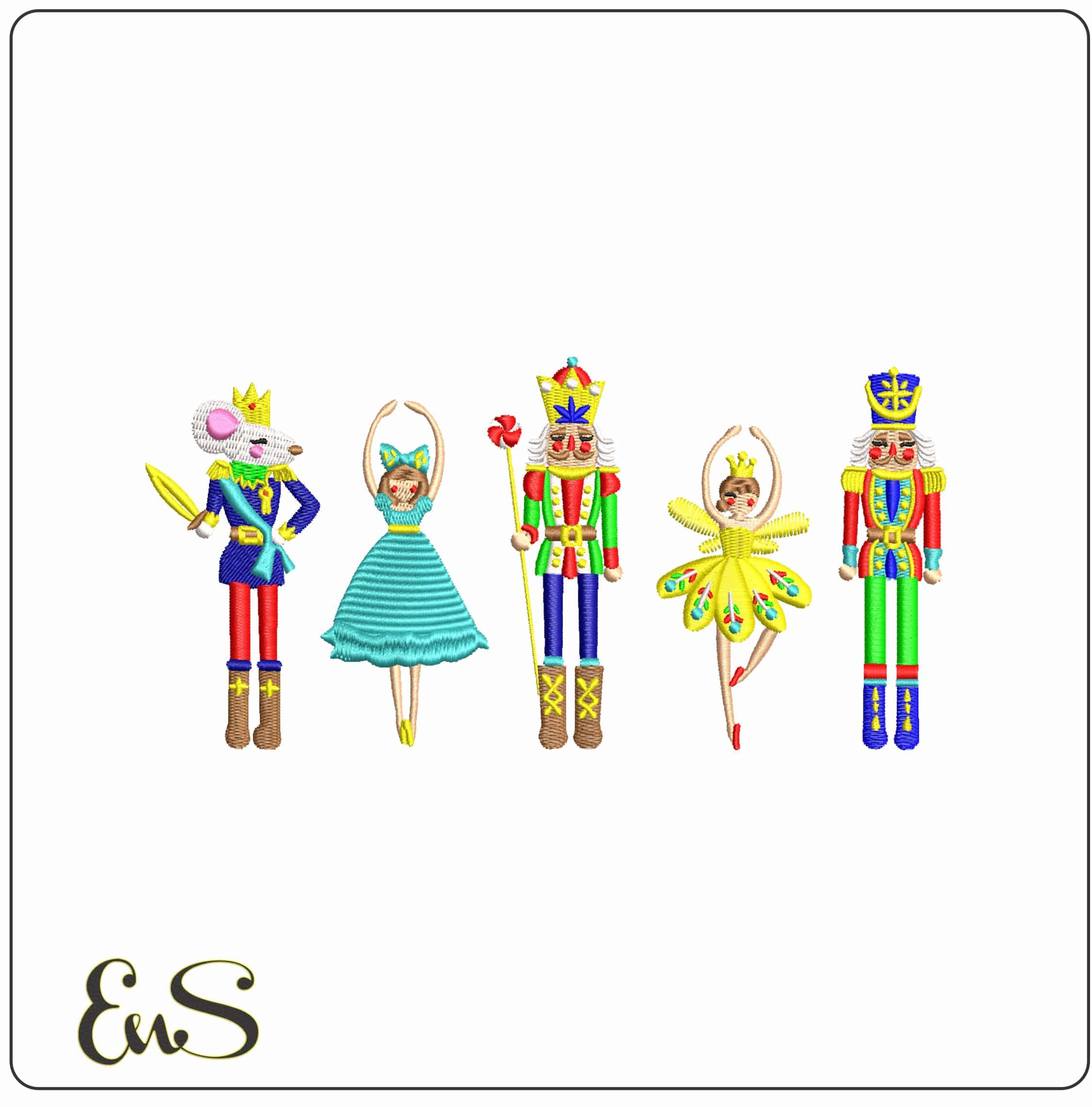Nut Cracker Dancers- Elegant embroidery design file - instant download