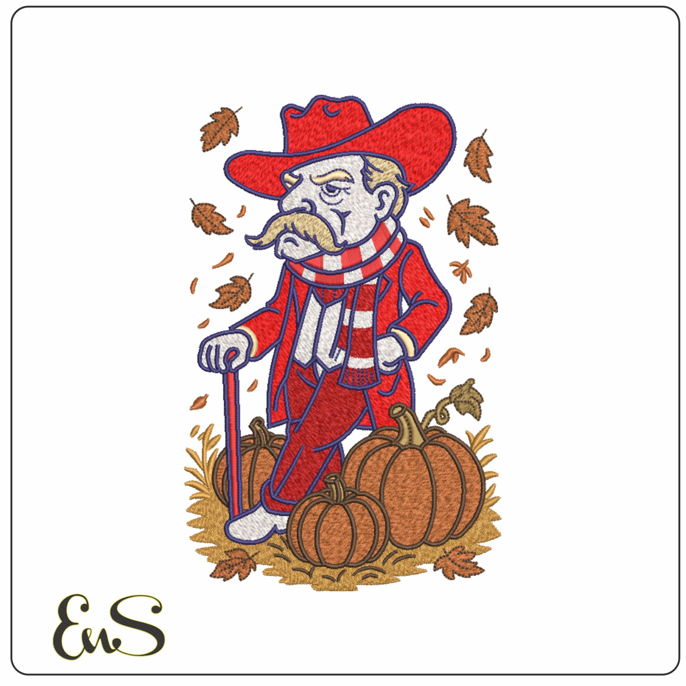 Ole Miss Rebel Autumn- Elegant embroidery design file - instant download