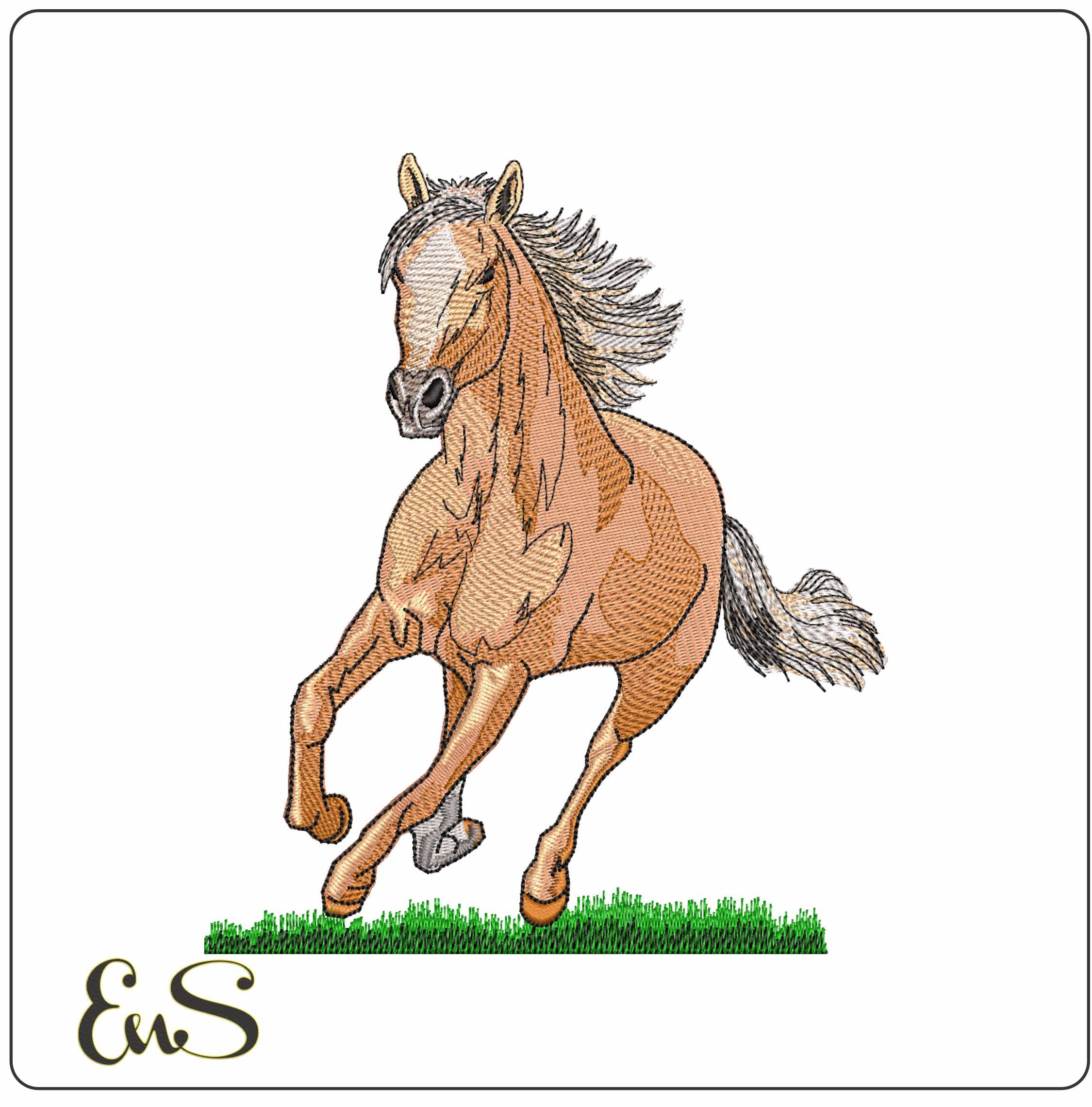 Palomino Texas Horse- Elegant embroidery design file - instant download