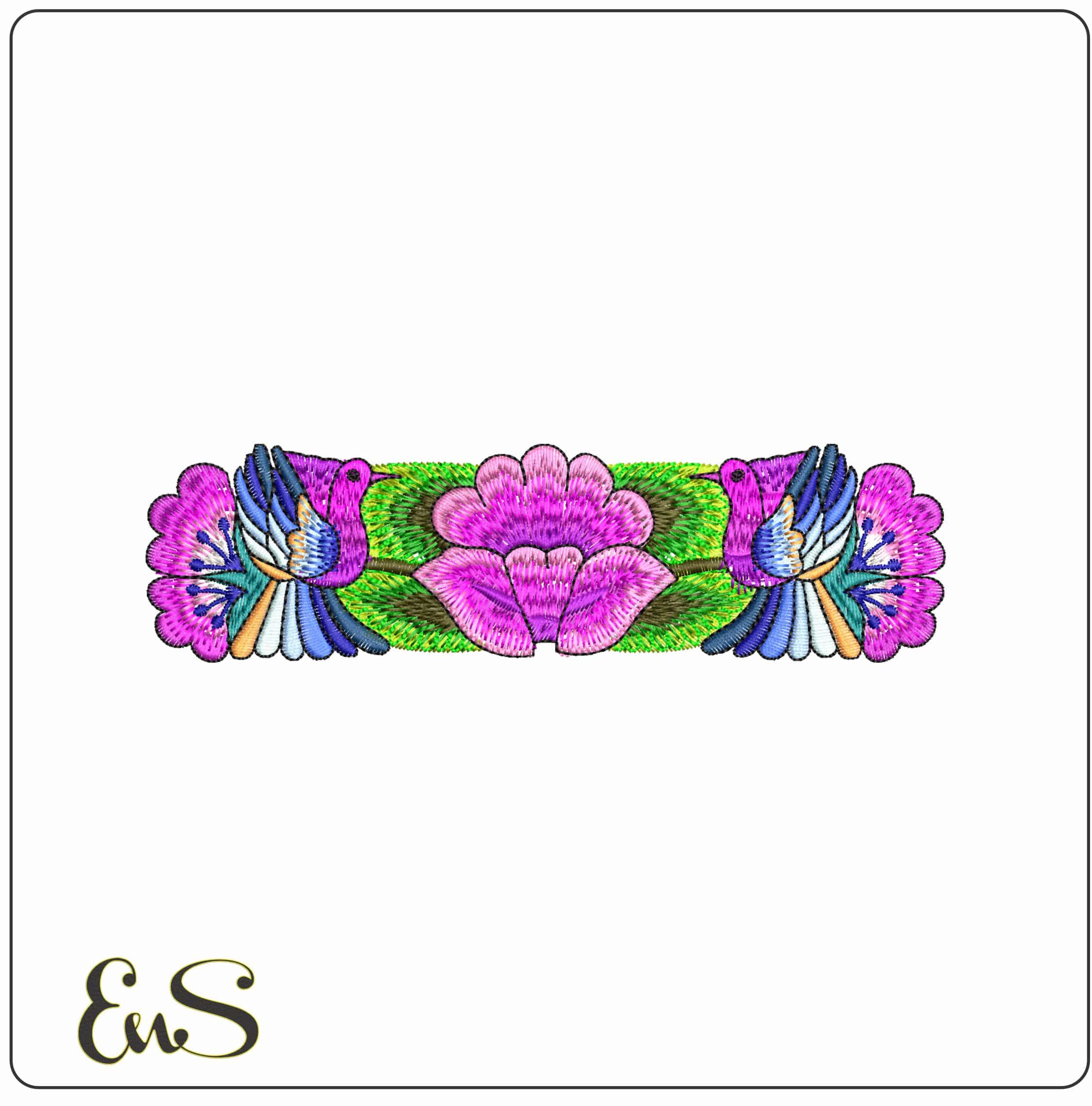 Peruvian Birds and Flower- Elegant embroidery design file - instant download