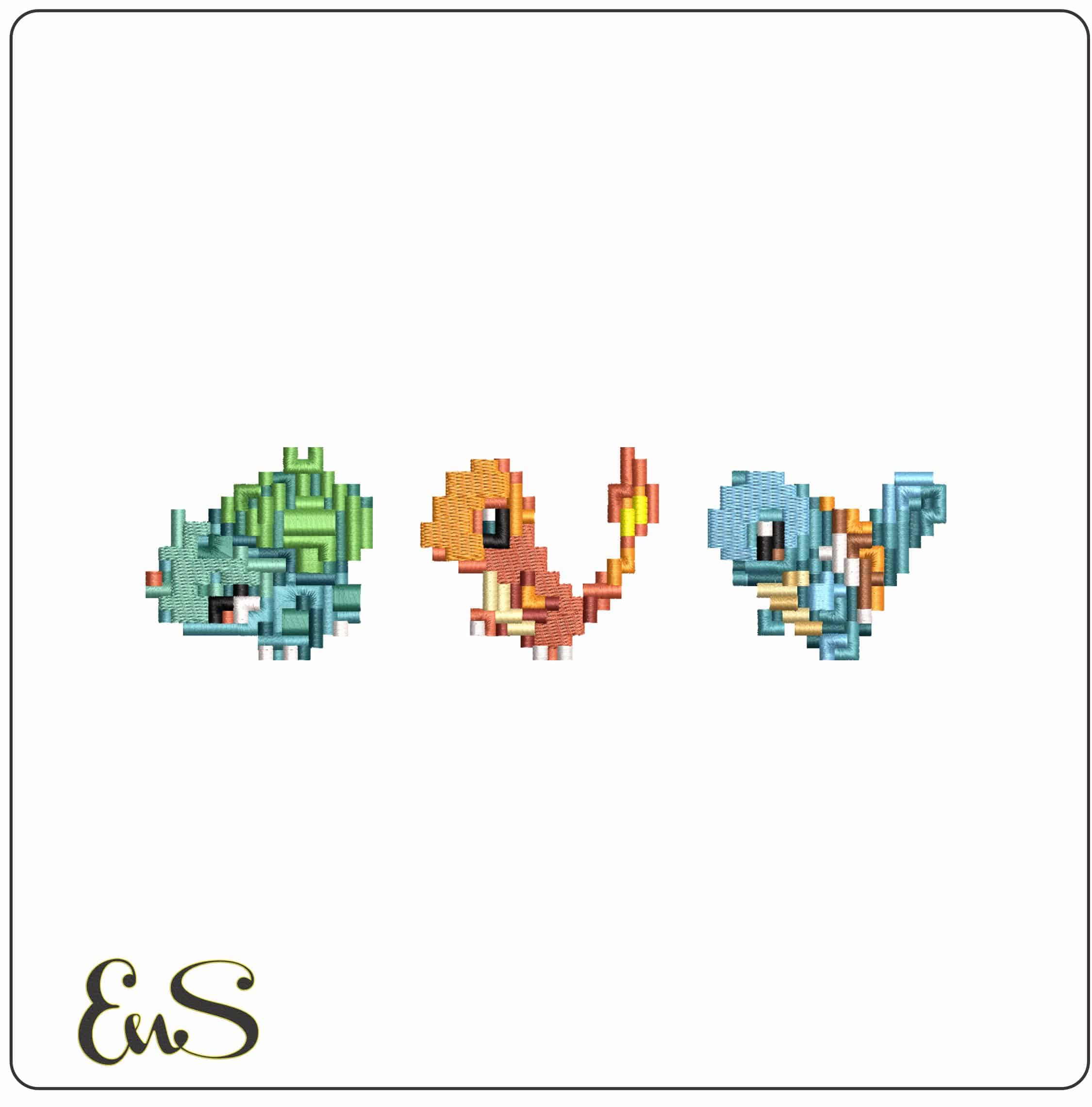 Pixelate Pokemon Anime- Elegant embroidery design file - instant download