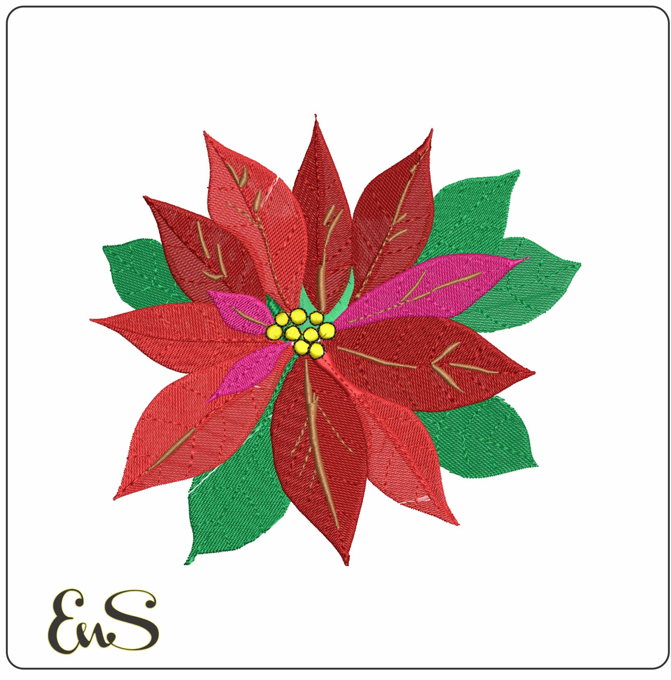 Ponsetta Single flower- Elegant embroidery design file - instant download