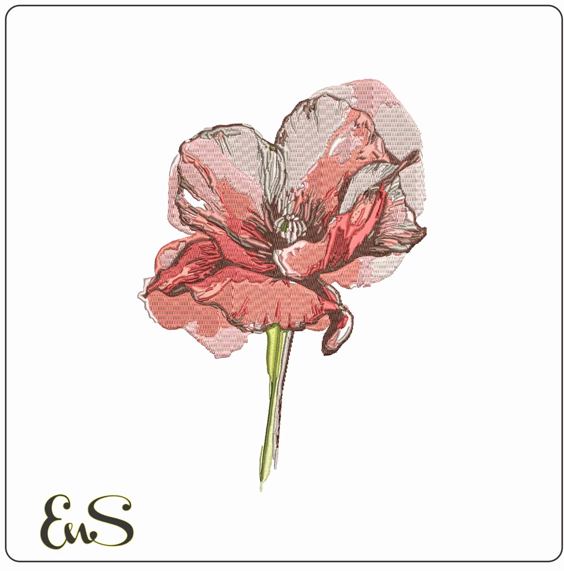 Poppy Watercolor- Elegant embroidery design file - instant download