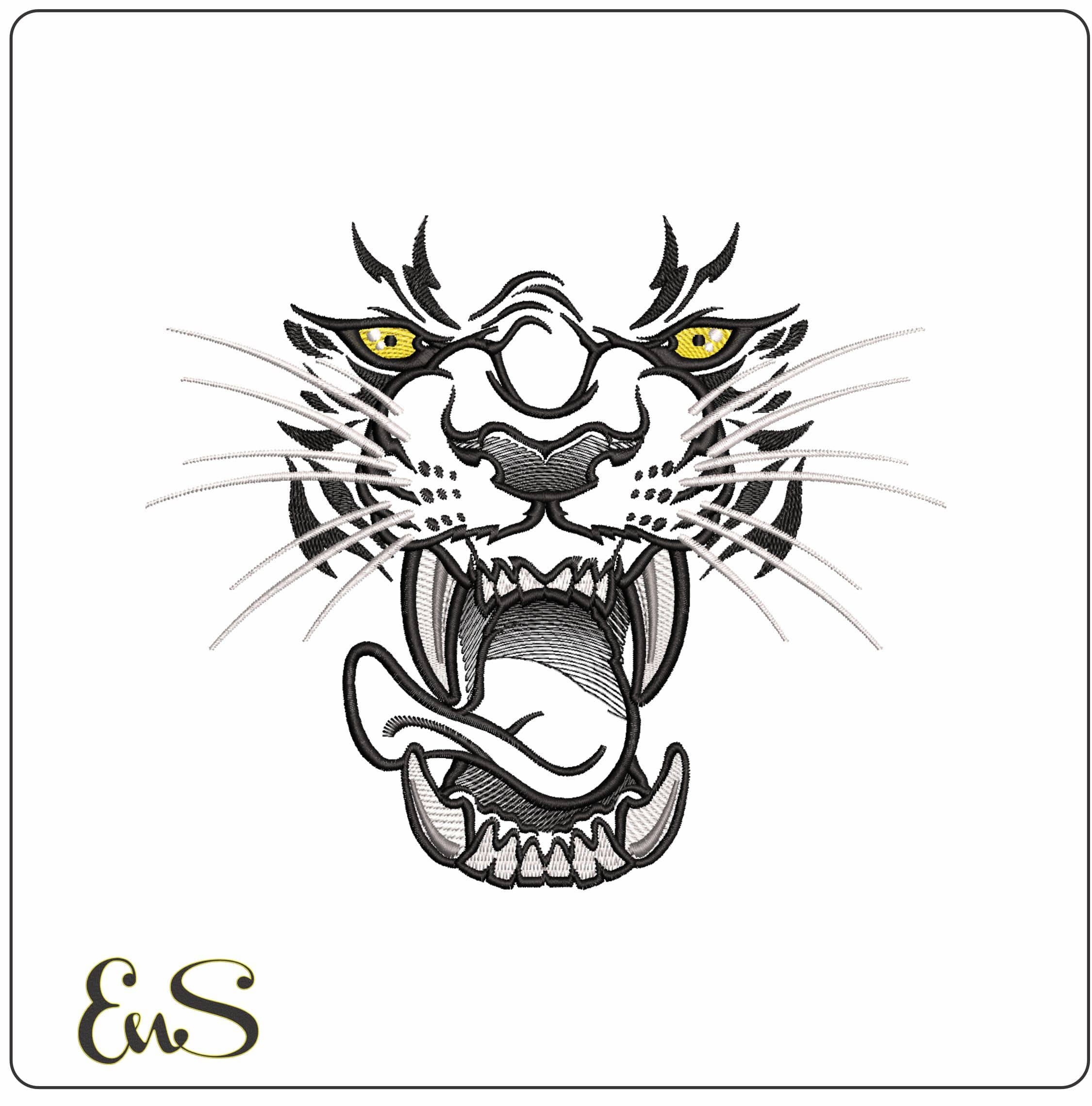Roaring Tiger Face- Elegant embroidery design file - instant download