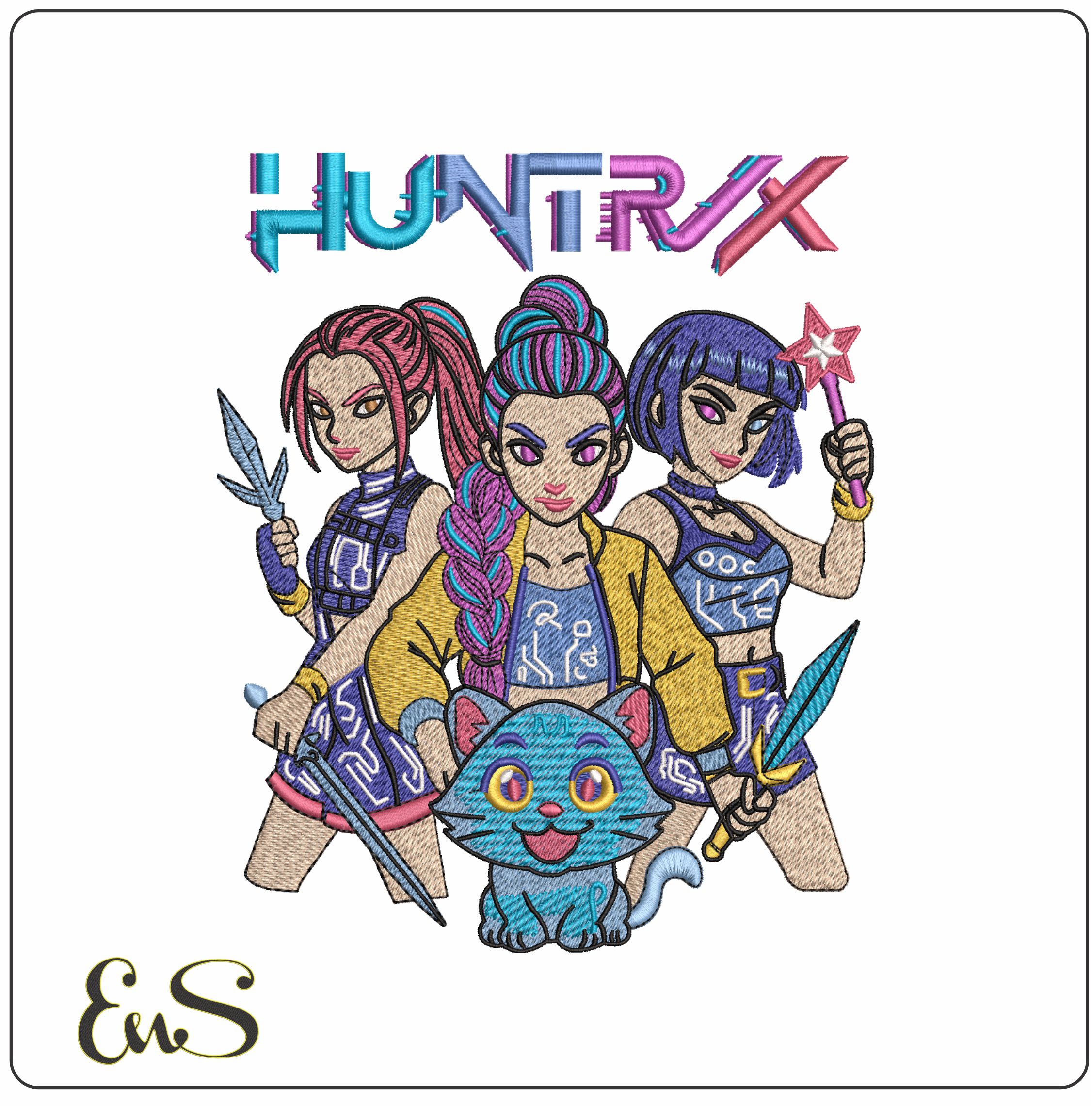 Rumi Mira Zoey HUNTRIX Logo Demon Hunter K Pop- Elegant embroidery design file - instant download