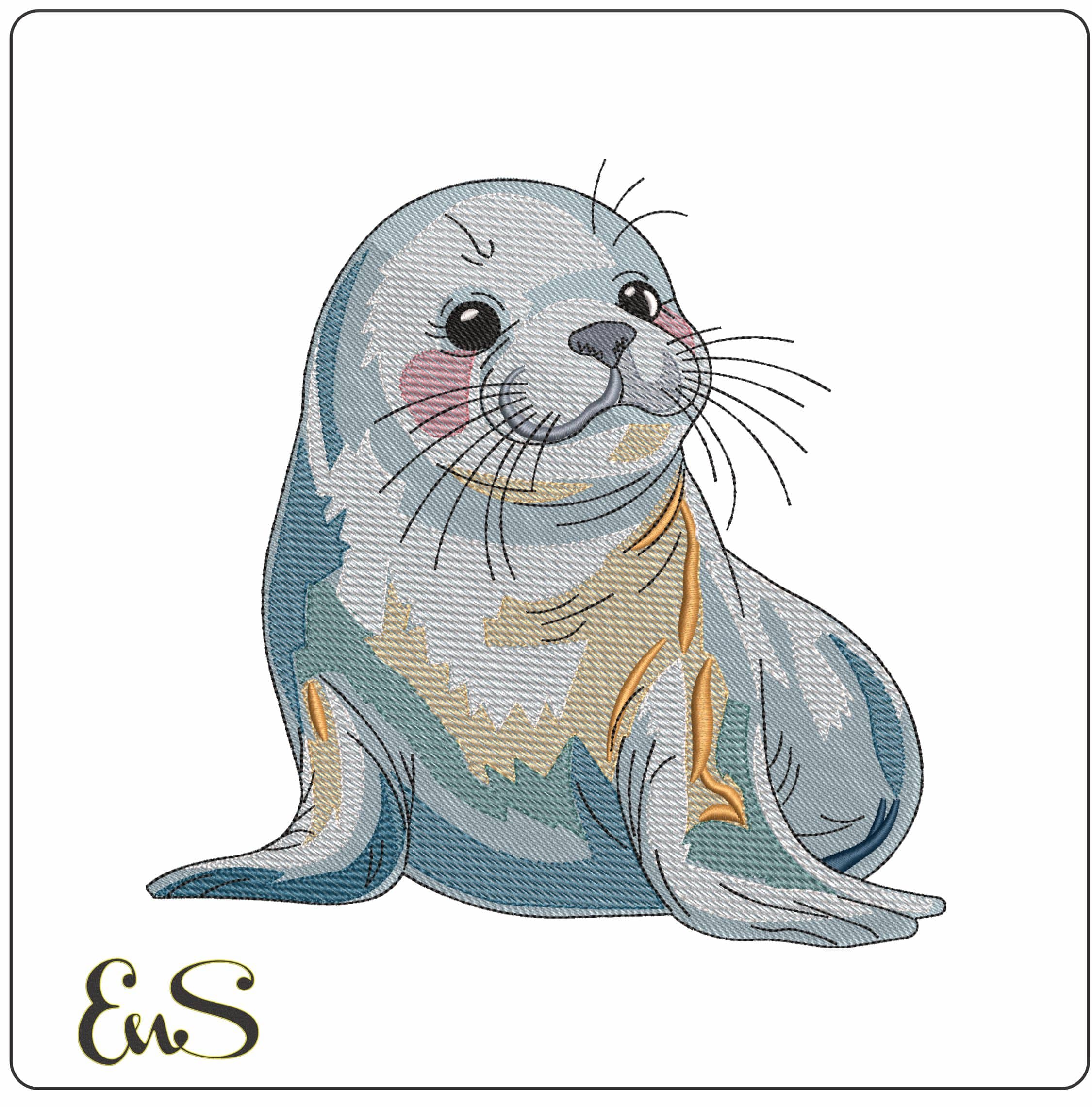 Seal cub- Elegant embroidery design file - instant download