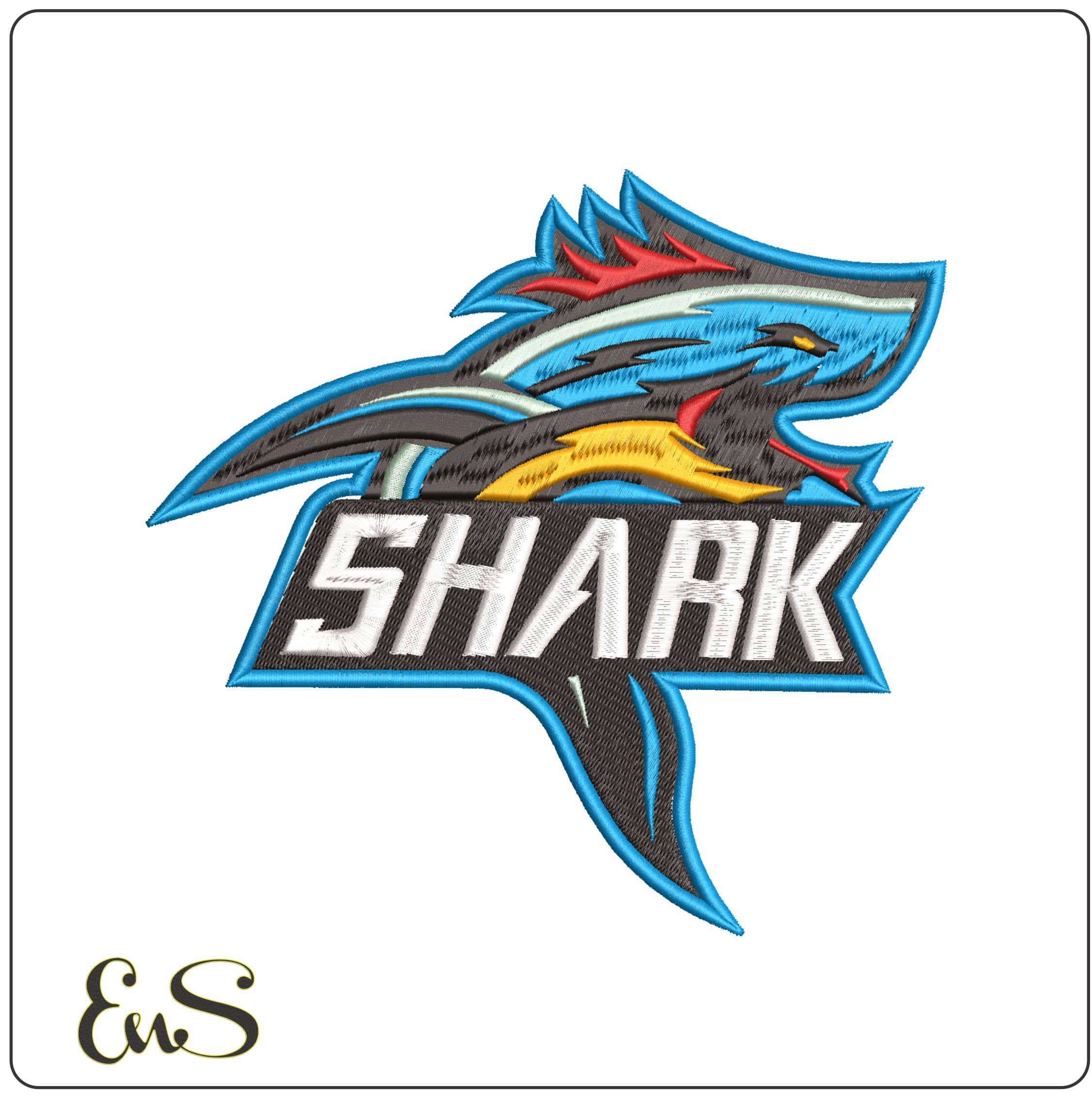 Shark Logo- Elegant embroidery design file - instant download