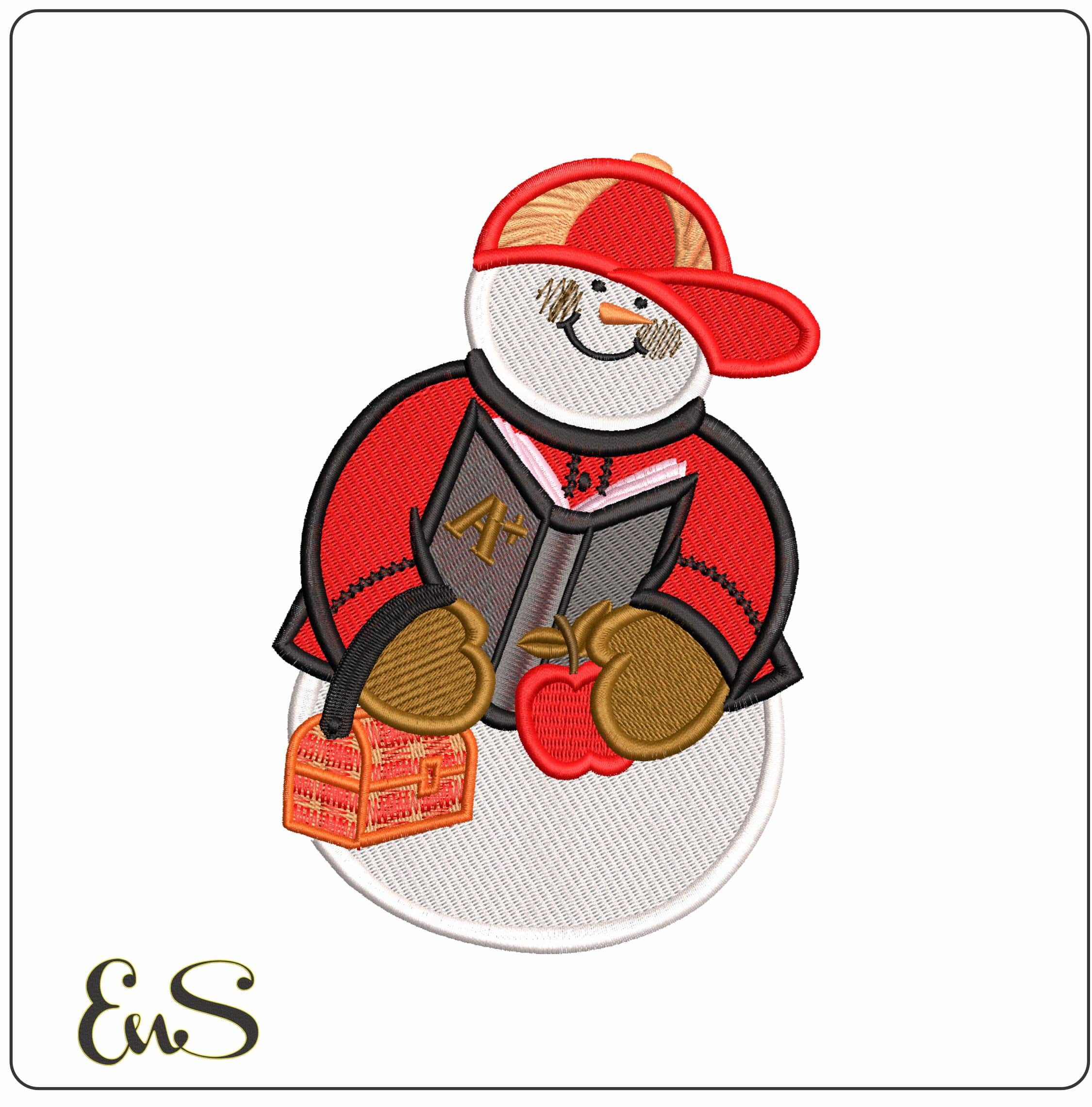 Snowman with Baseball cap- Elegant embroidery design file - instant download