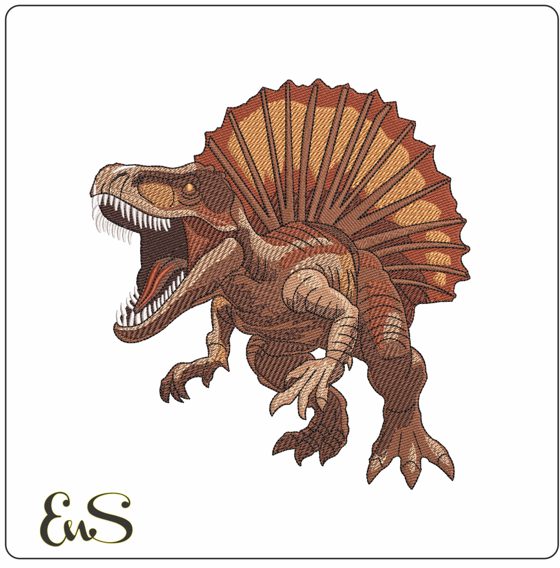 Spinosaurus Dinosaur- Elegant embroidery design file - instant download