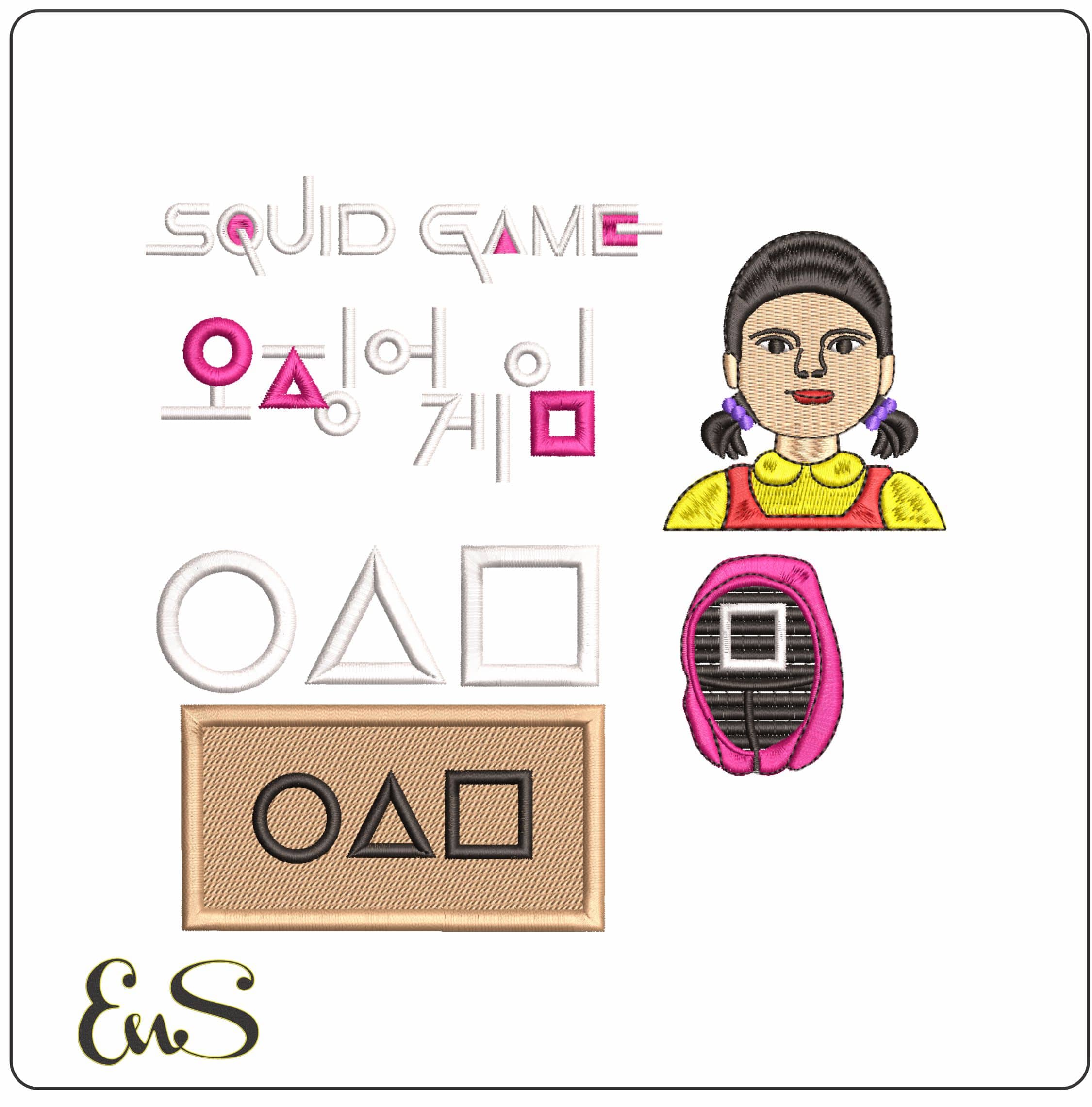 Squid Games Diagram- Elegant embroidery design file - instant download