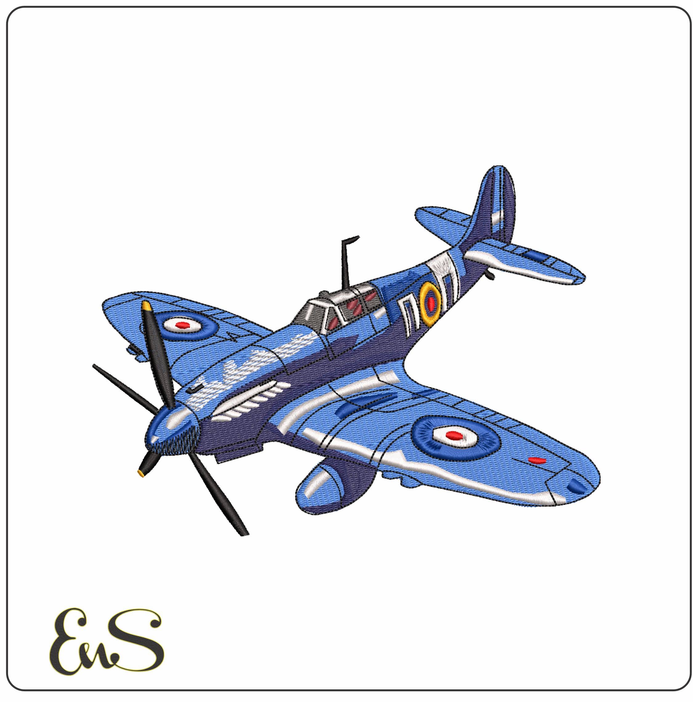 Supermarine Spitfire- Elegant embroidery design file - instant download
