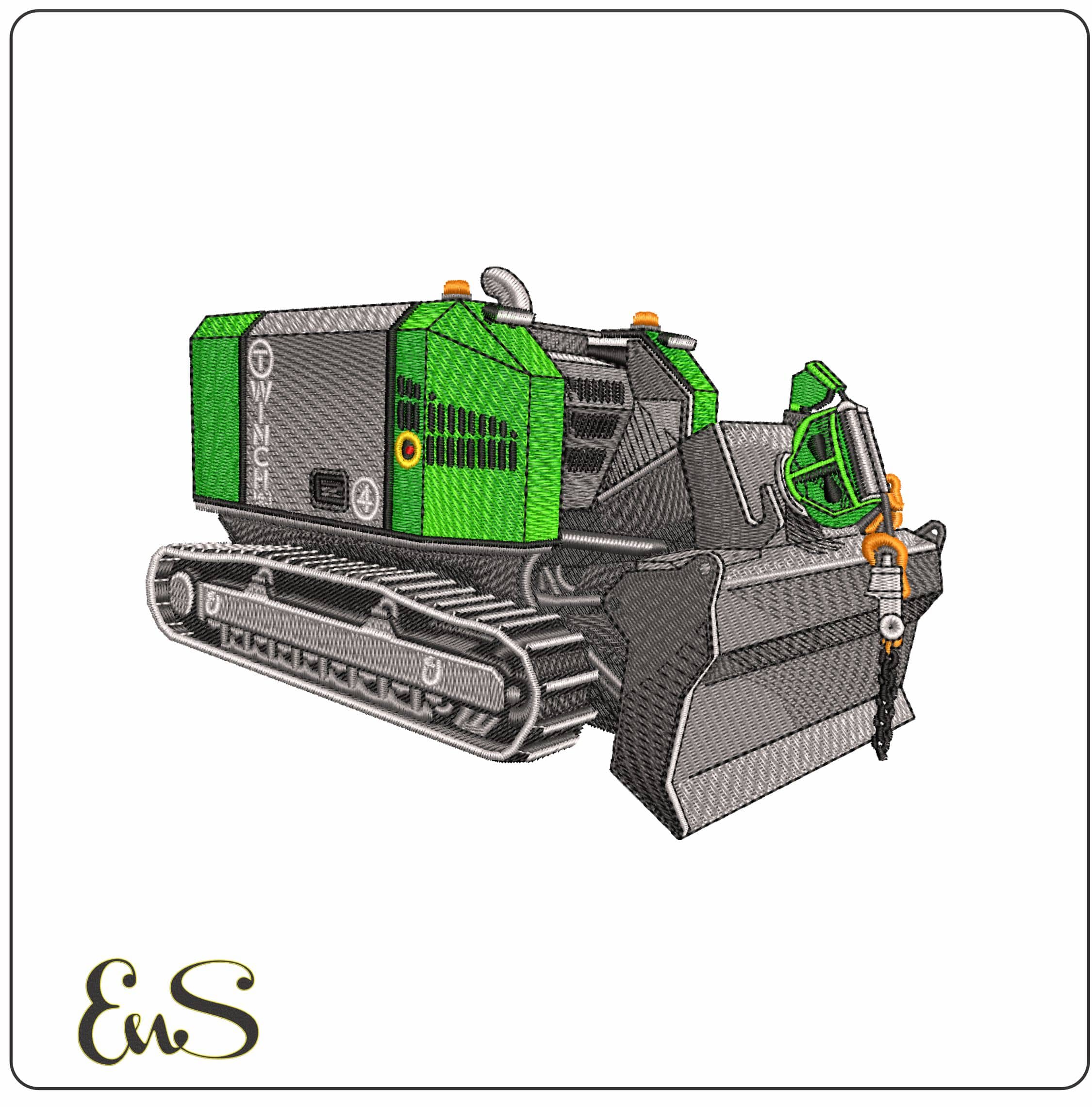 T Winch Ecoforst logger- Elegant embroidery design file - instant download
