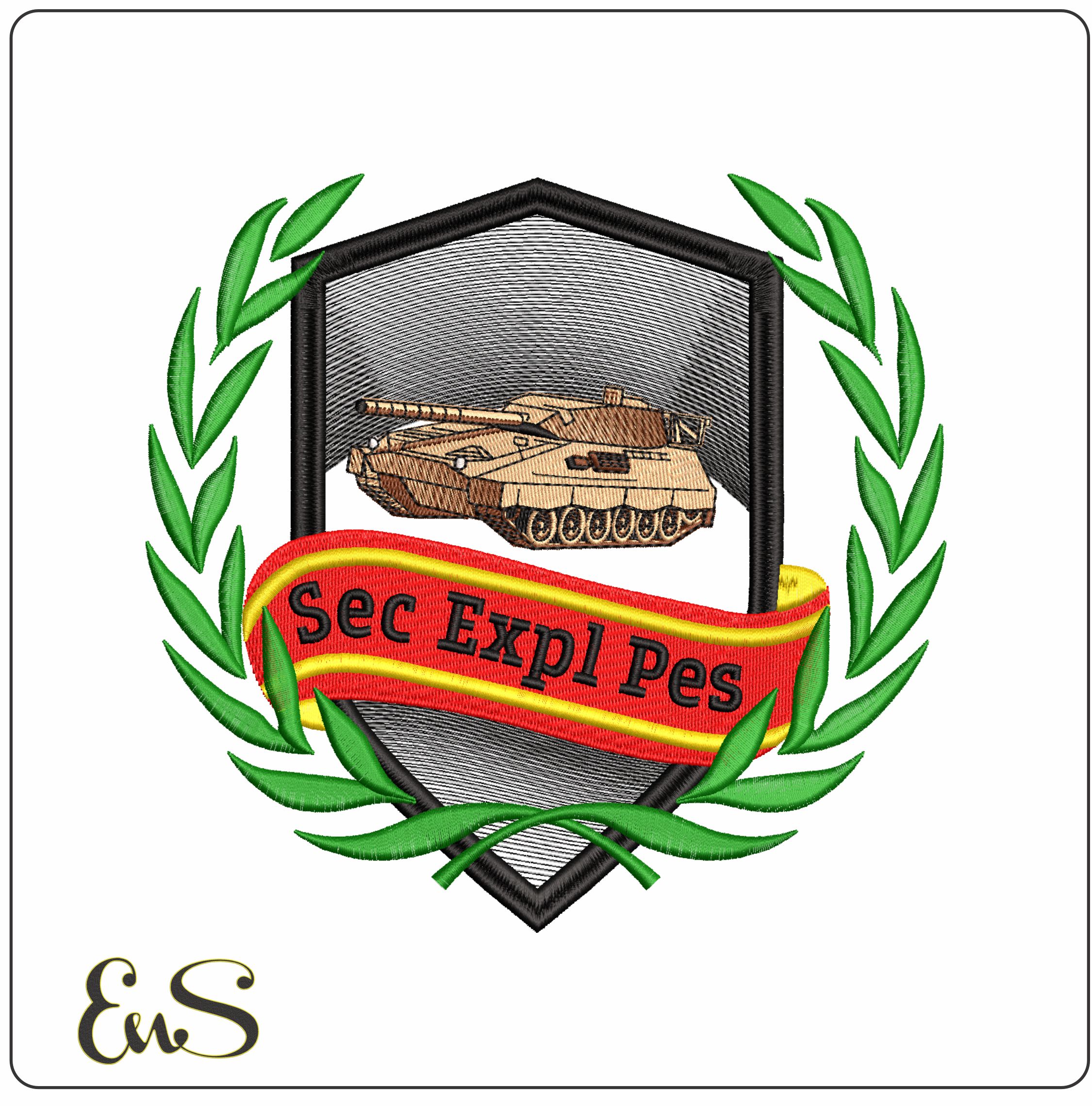 Tank in Shield- Elegant embroidery design file - instant download