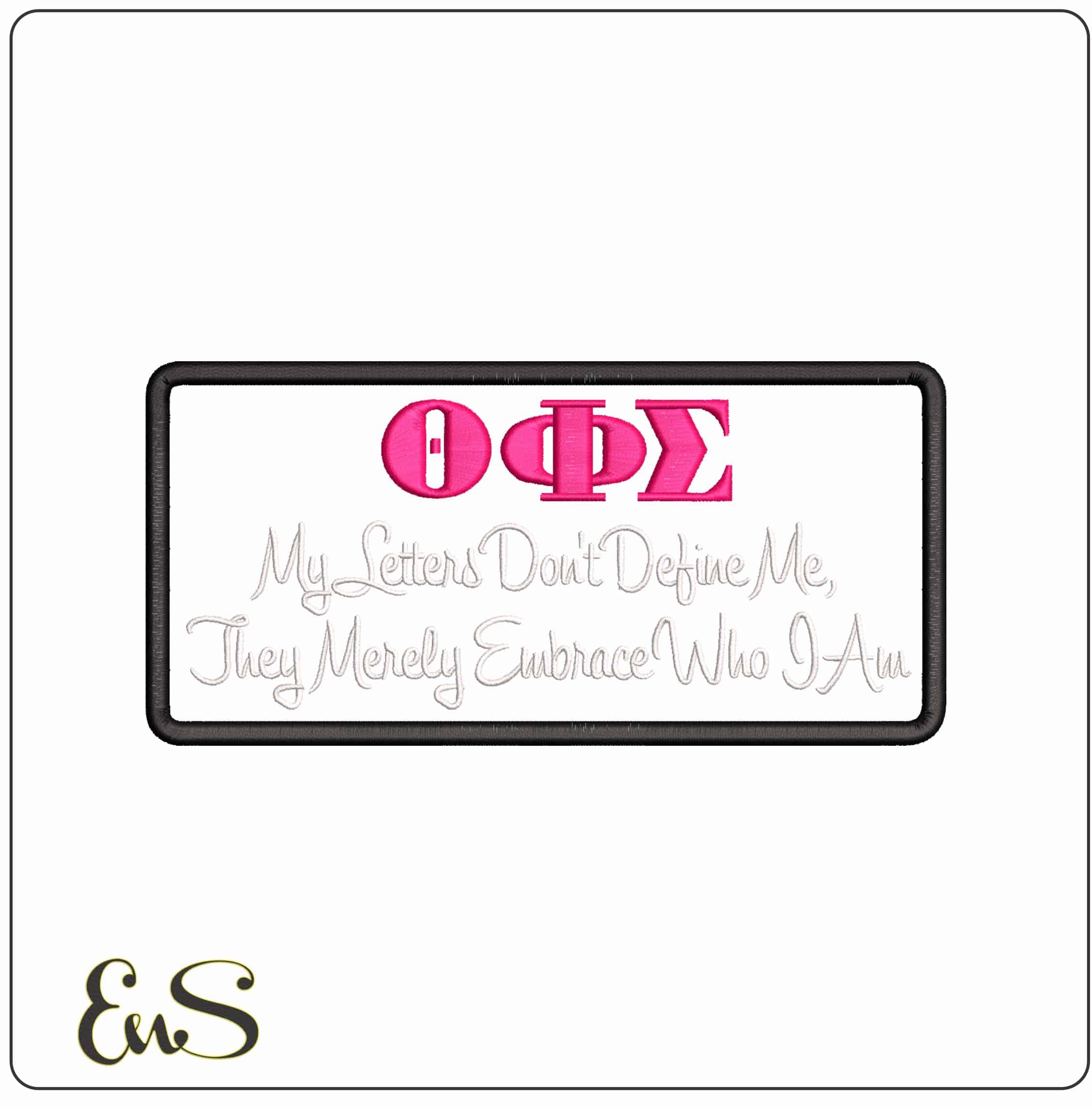 Theta Phi Sigma letter dont define me- Elegant embroidery design file - instant download