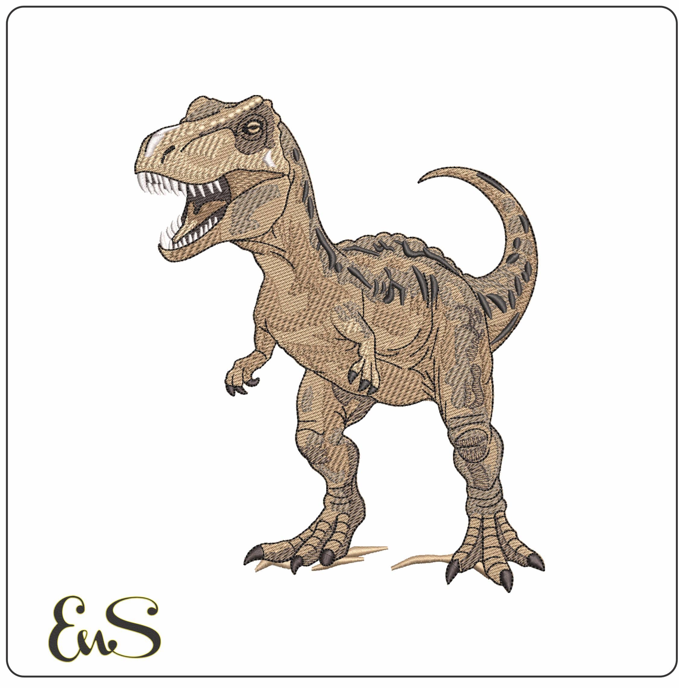 Tryrannosaurus Rex Dinosaur- Elegant embroidery design file - instant download