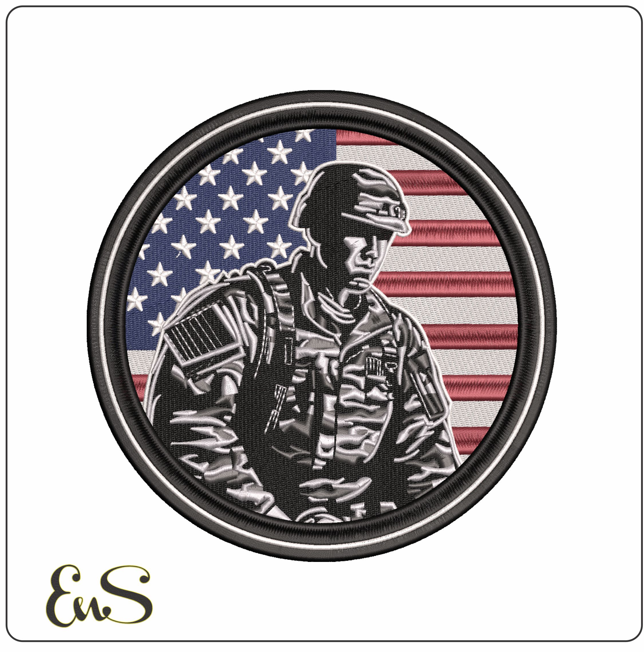 USA Flag Army- Elegant embroidery design file - instant download