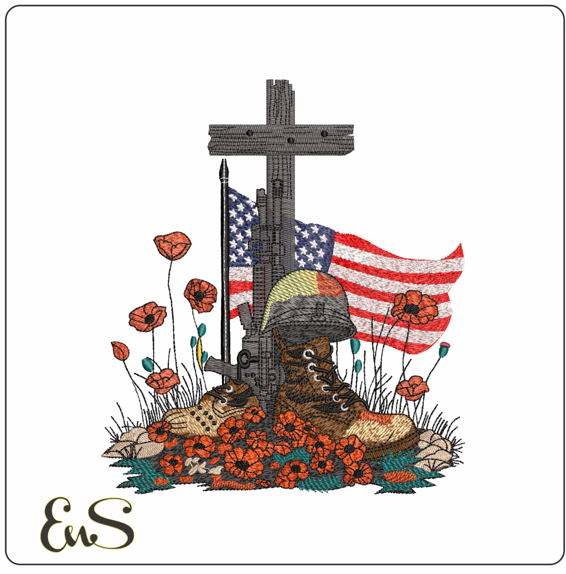 USA Lost Soldiers- Elegant embroidery design file - instant download