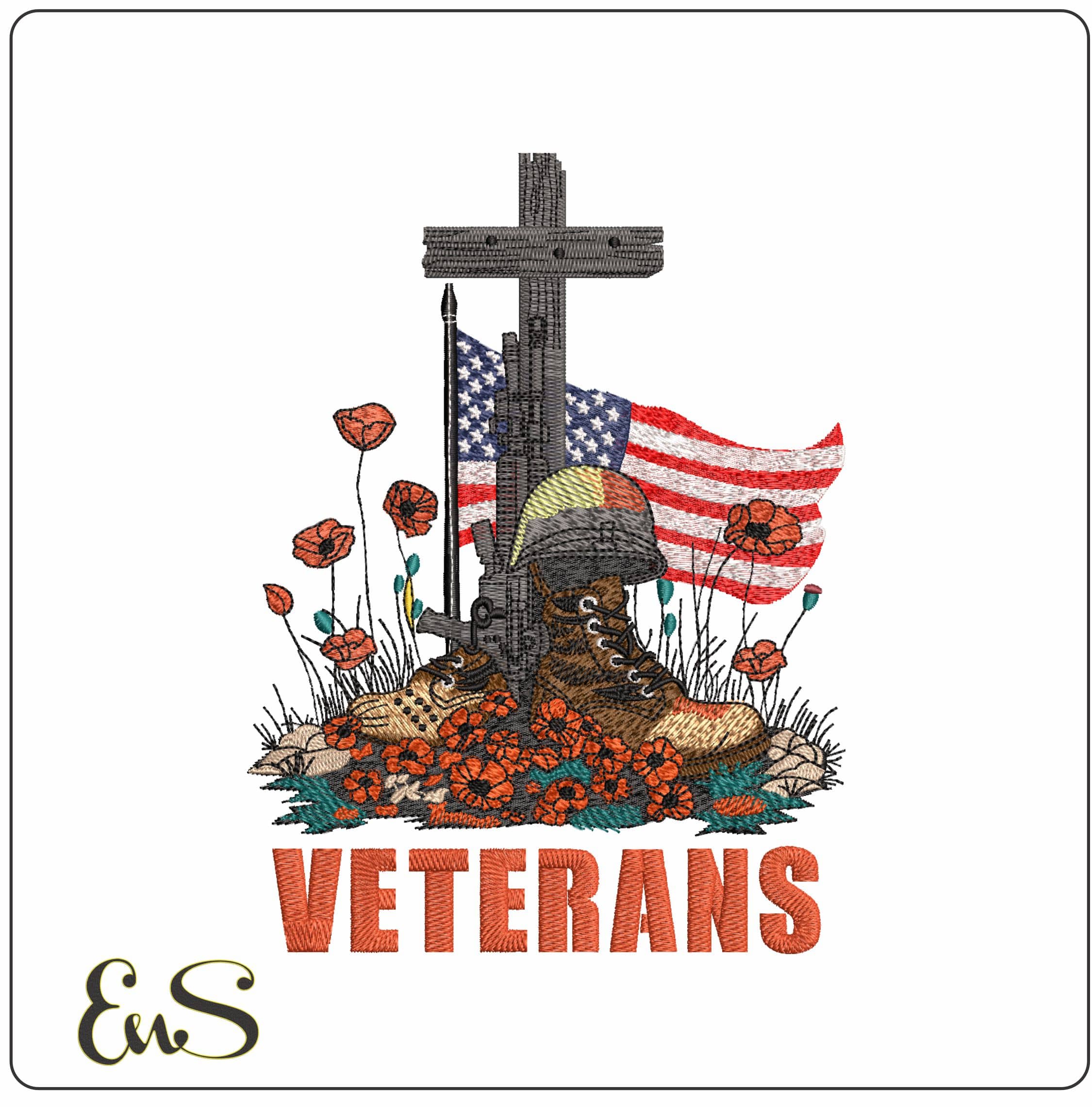 USA Lost Soldiers Veterans- Elegant embroidery design file - instant download
