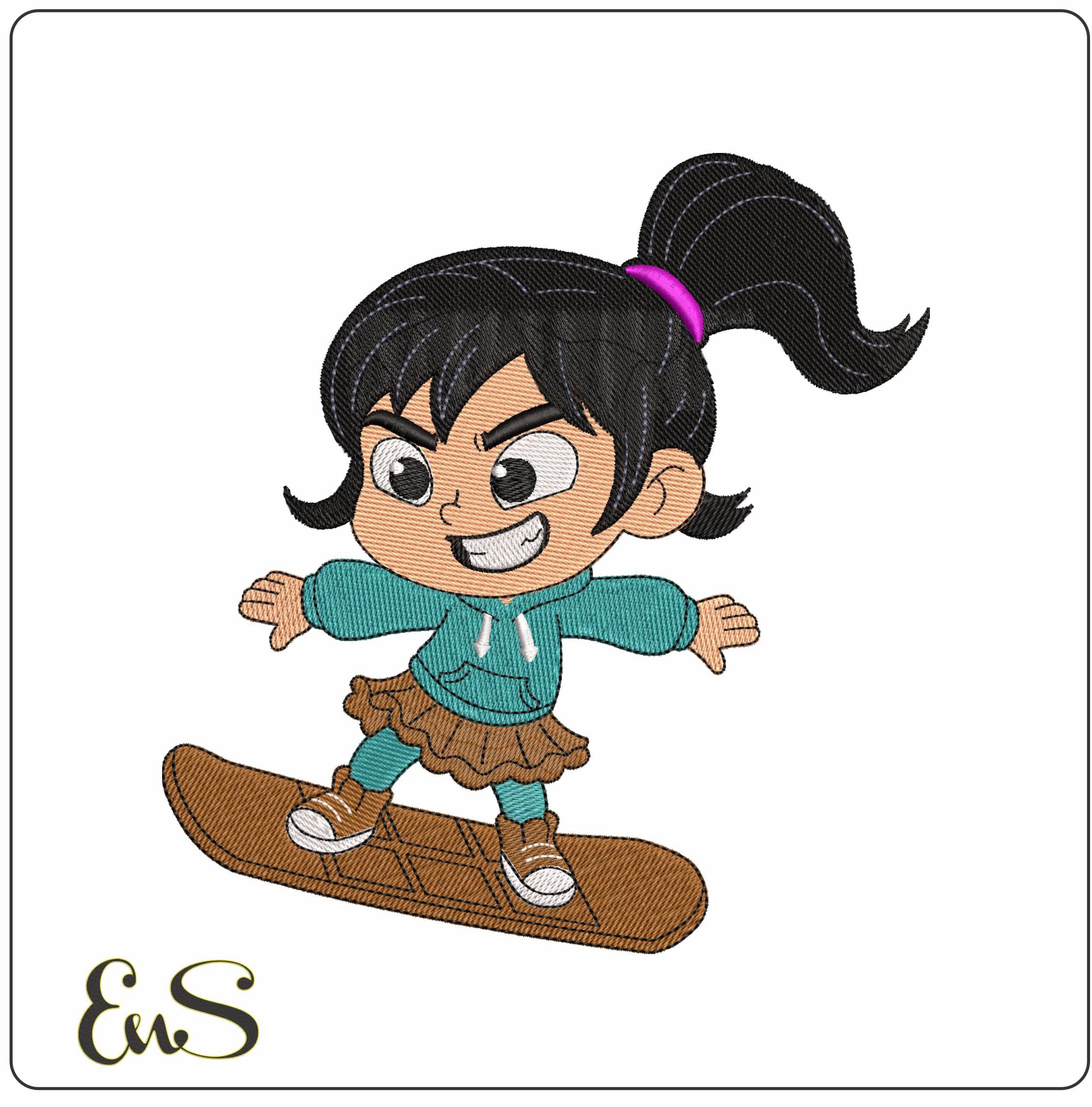 Vanellope Von Schweetz Snowboard Wreck it Ralph- Elegant embroidery design file - instant download