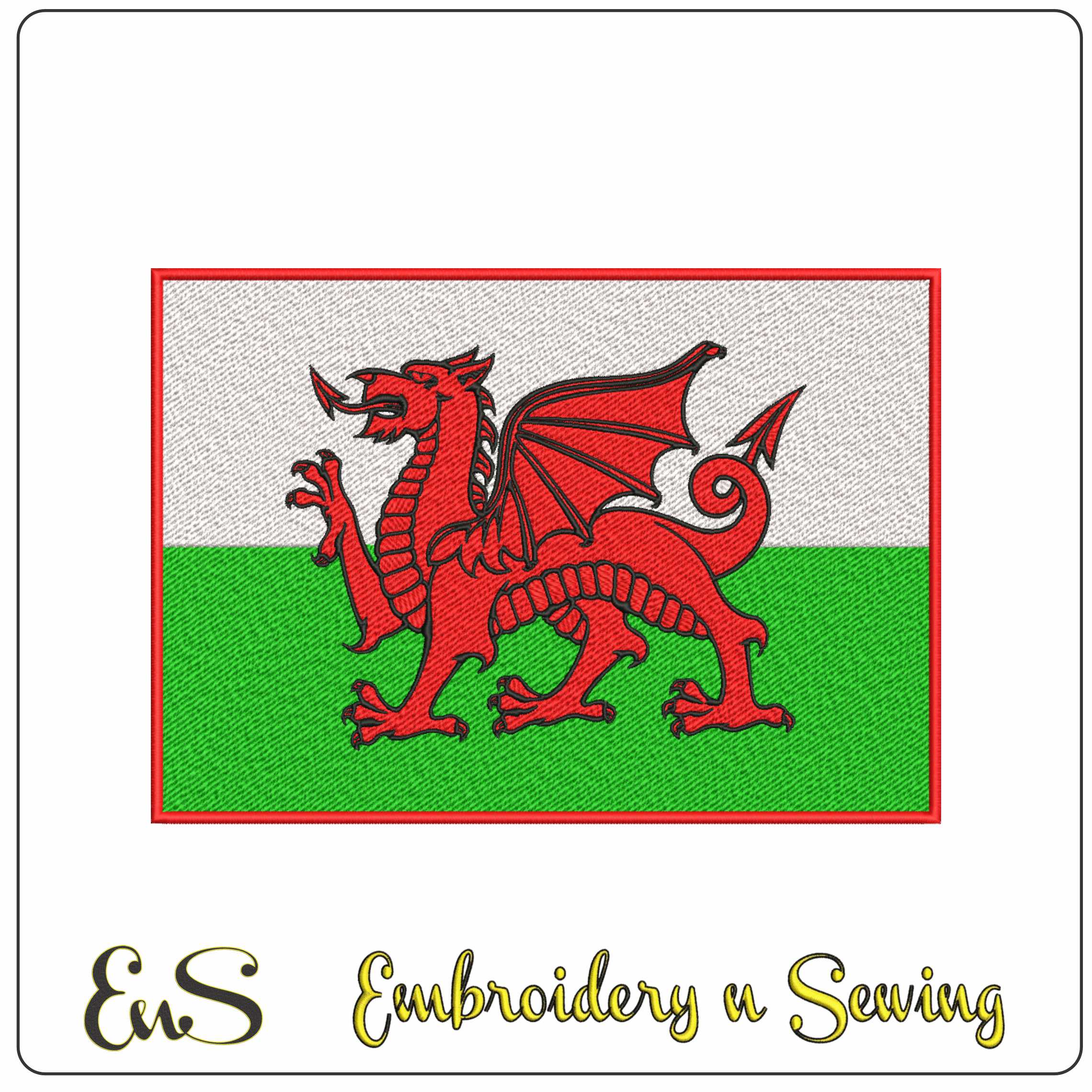 Welsh Flag- Elegant embroidery design file - instant download
