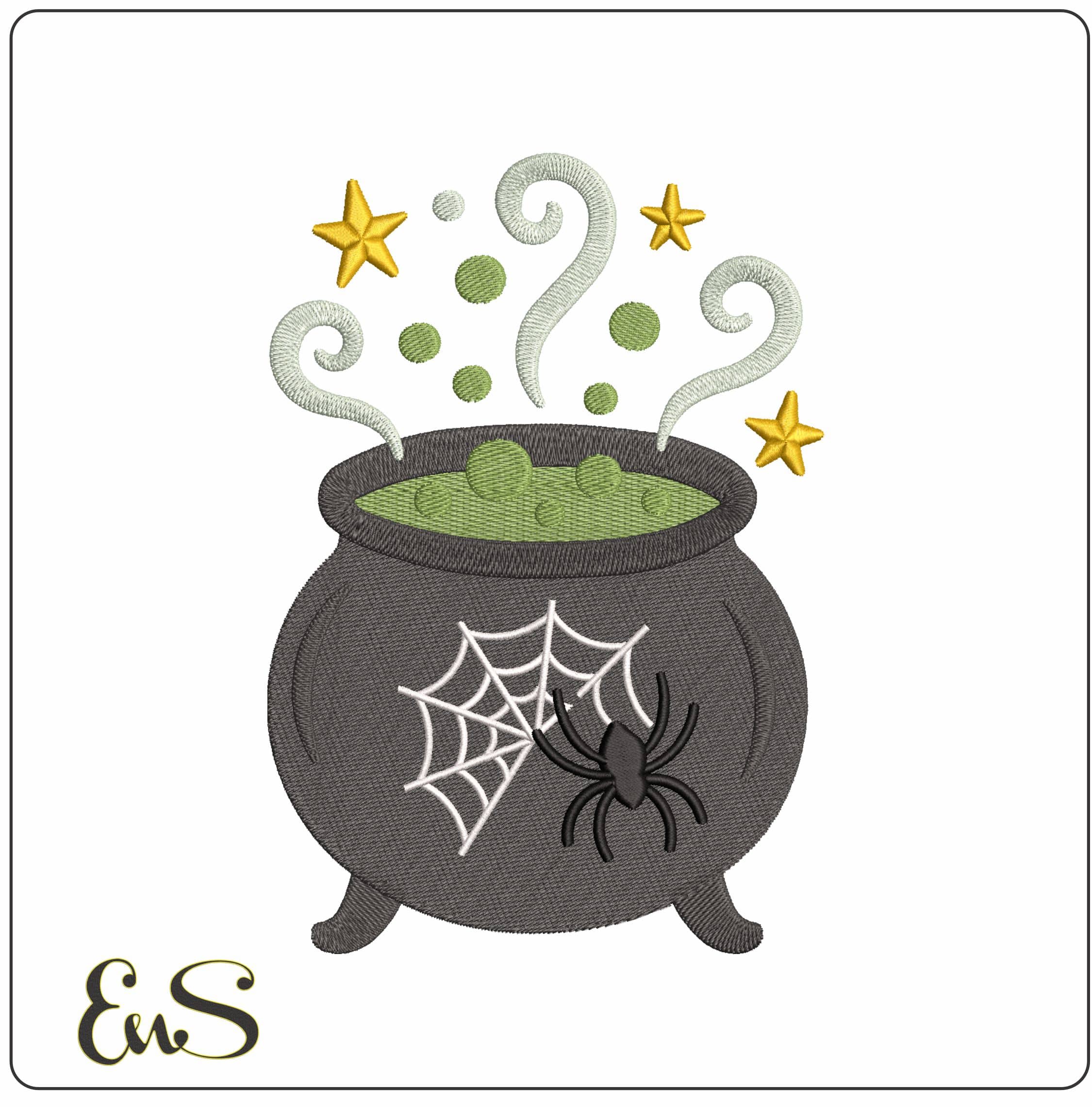 Witches Cauldren- Elegant embroidery design file - instant download