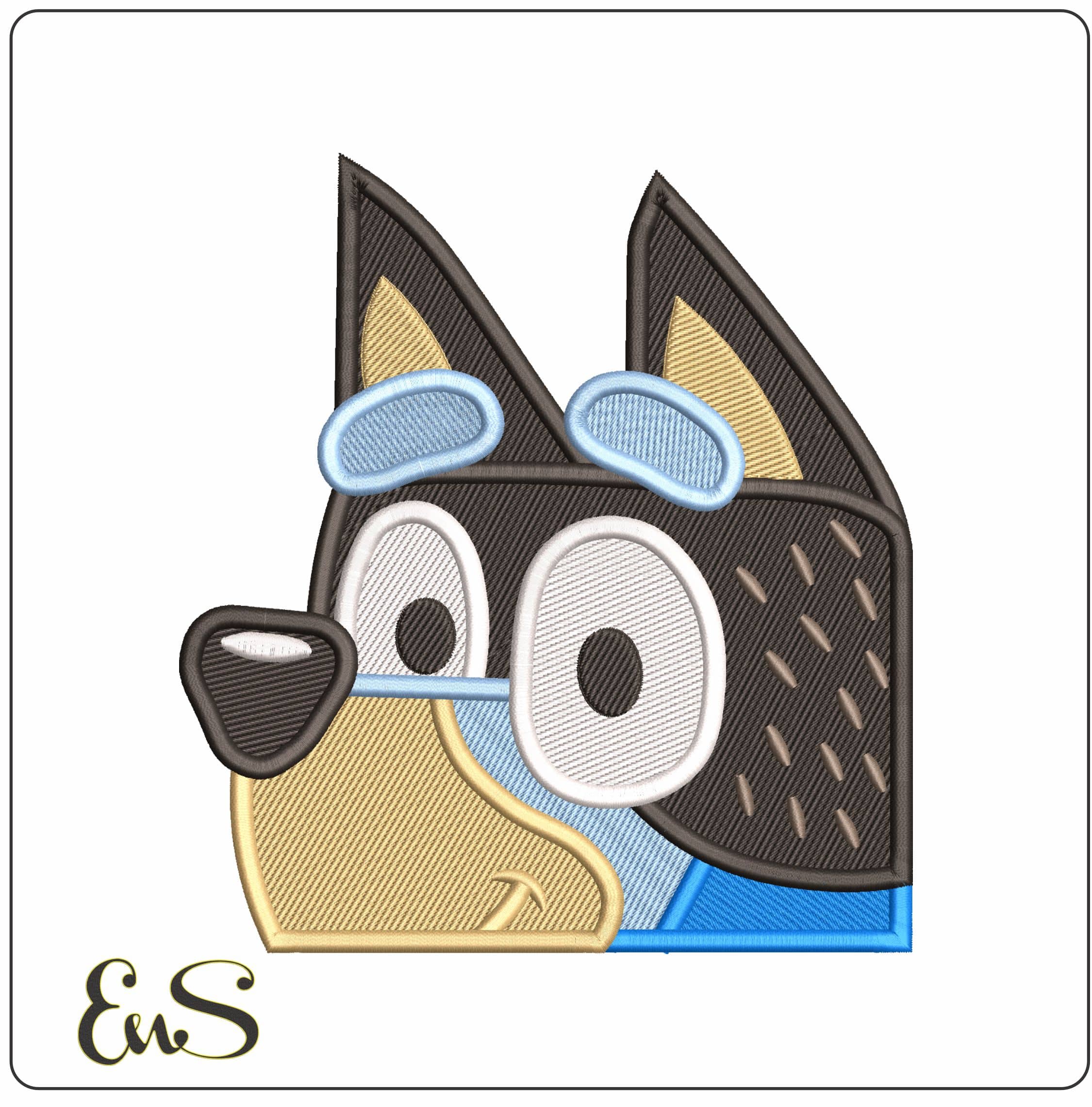 Bluey Bandit - Elegant embroidery design file - instant download