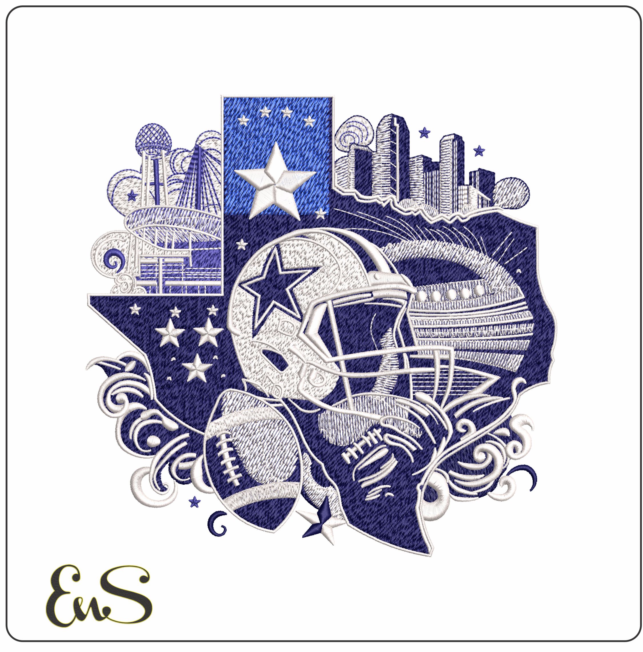 Dallas Cowboys Texas outline NFL - Elegant embroidery design file - instant download