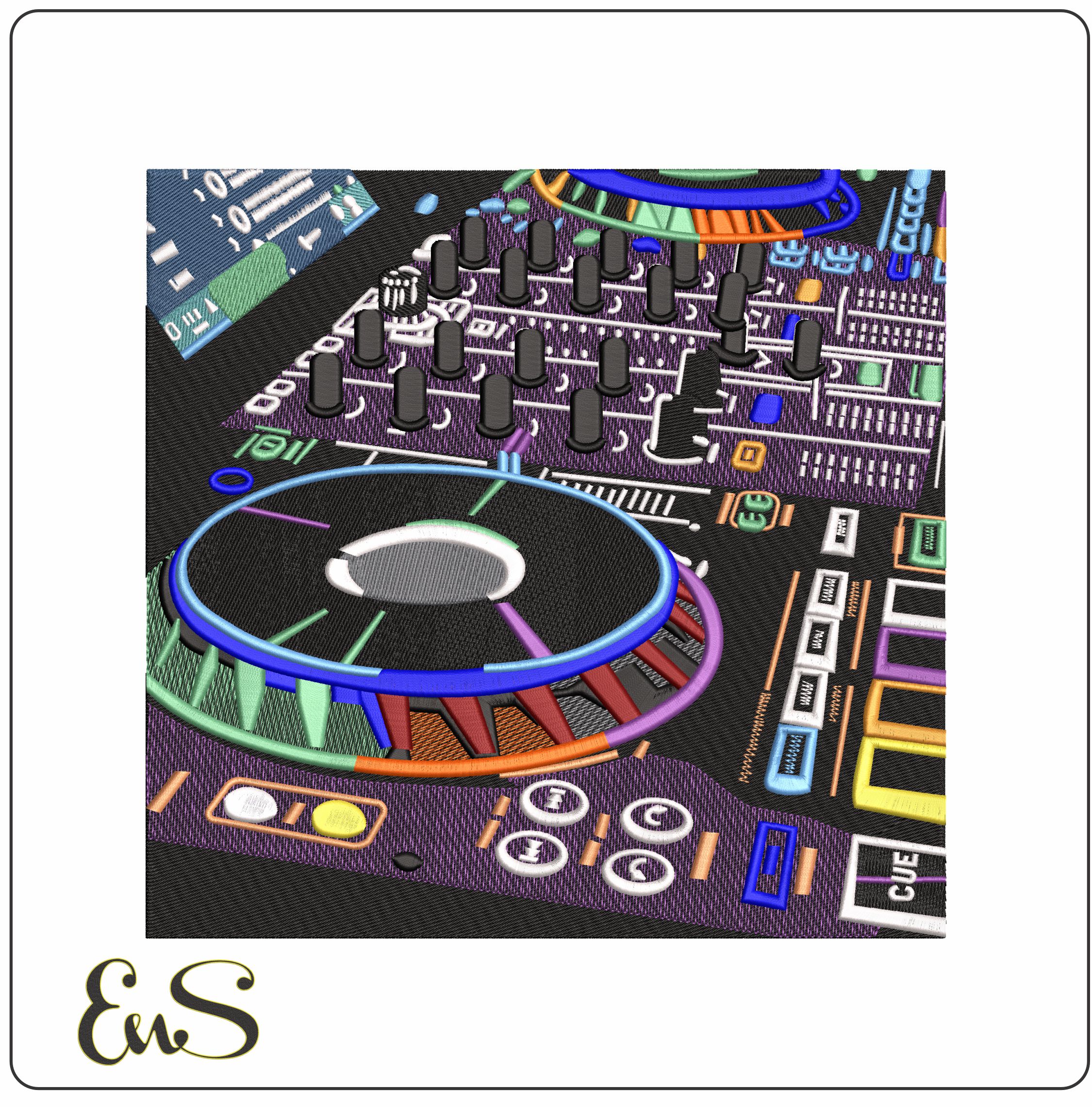 Electronics DJ Deck - Elegant embroidery design file - instant download