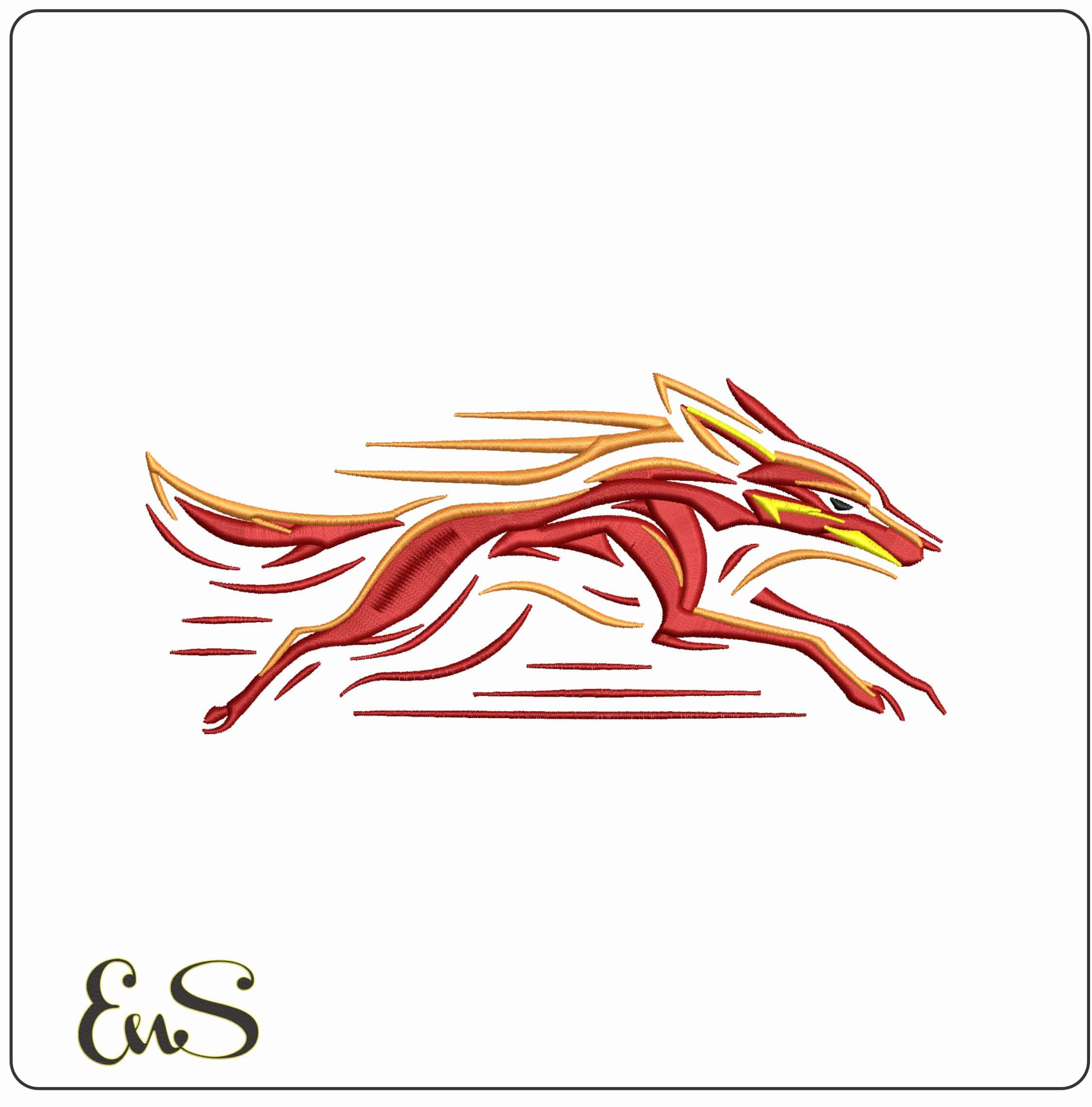 Fox running Line Art - Elegant embroidery design file - instant download