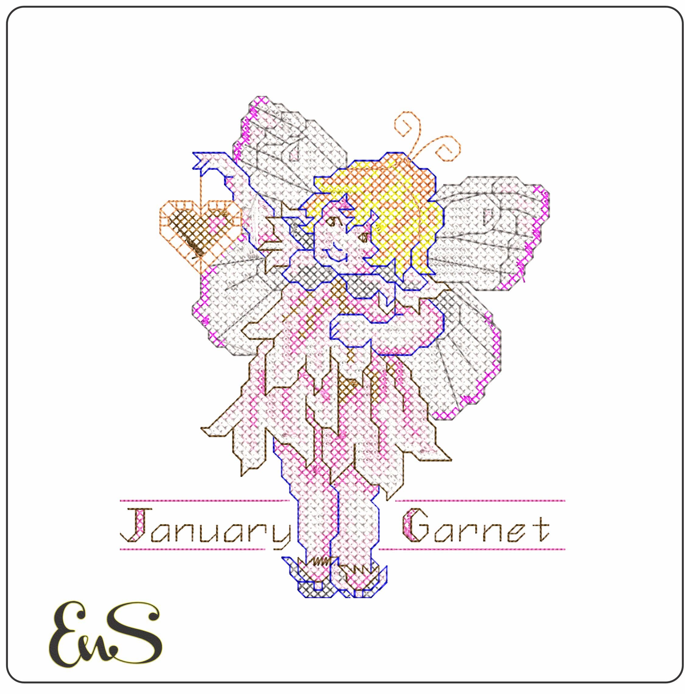 Garnet Jan - Elegant embroidery design file - instant download