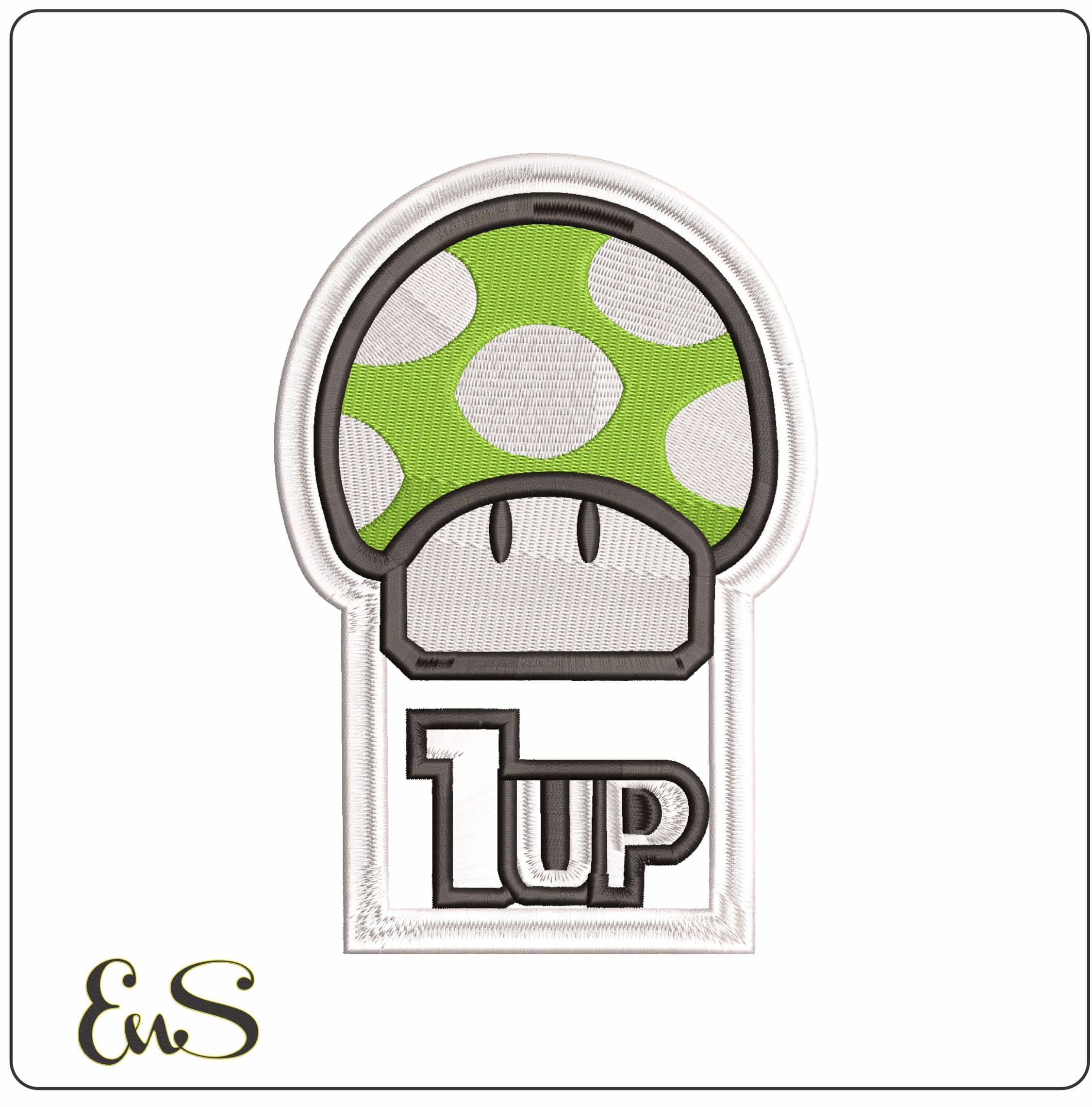 1 Up Mushroom Super Mario Bros  - Elegant embroidery design file - instant download