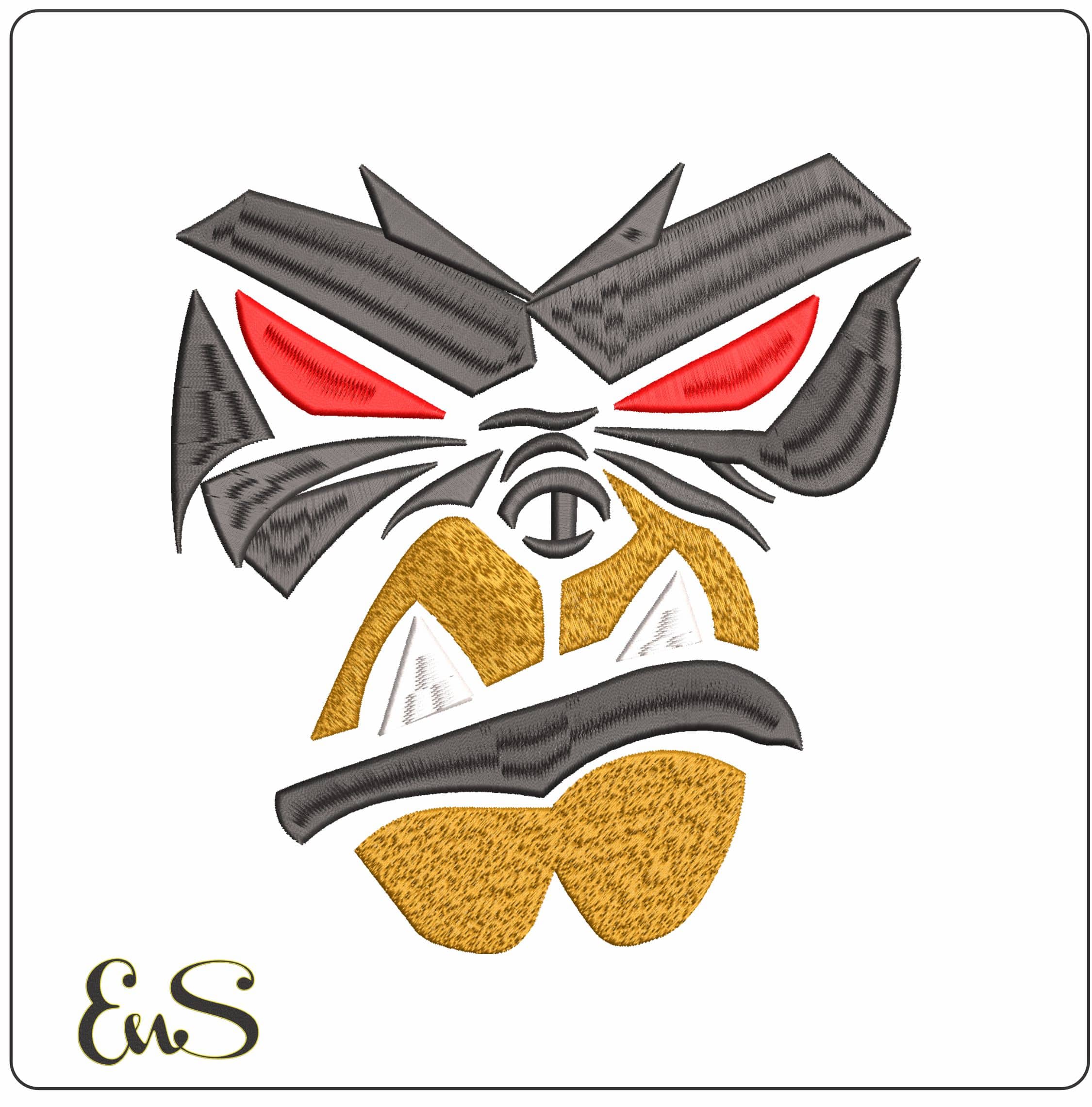 Angry Eyed Gorilla Face - Elegant embroidery design file - instant download