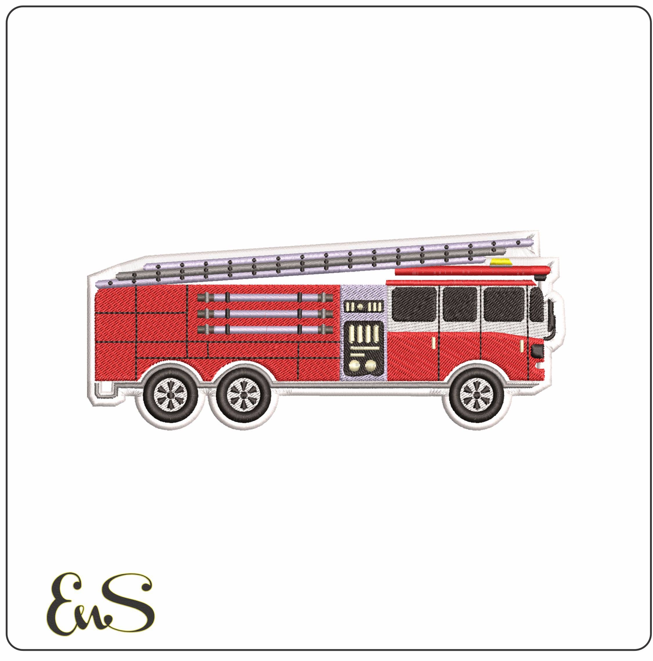 Basic Fire Engine Side on - Elegant embroidery design file - instant download