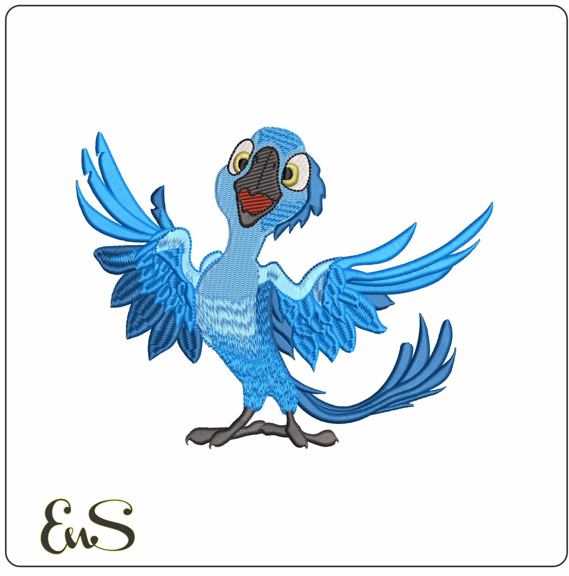 Blu Rio Cartoon - Elegant embroidery design file - instant download
